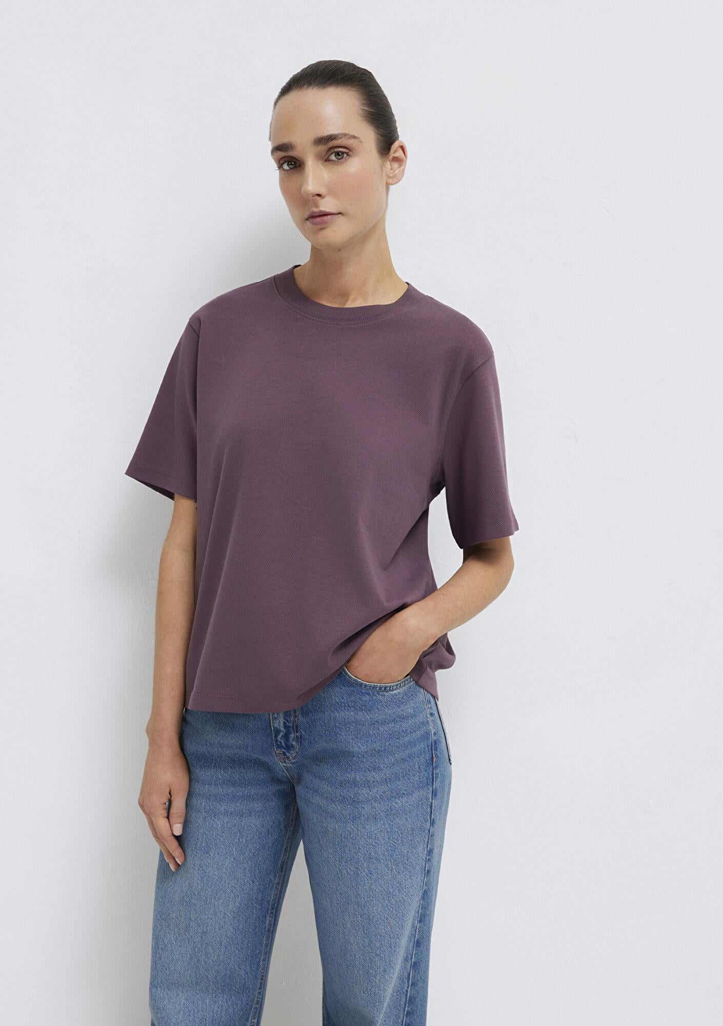 Mavi Mor Basic İnterlok Tişört Loose Fit / Bol Rahat Kesim 1613820-70260