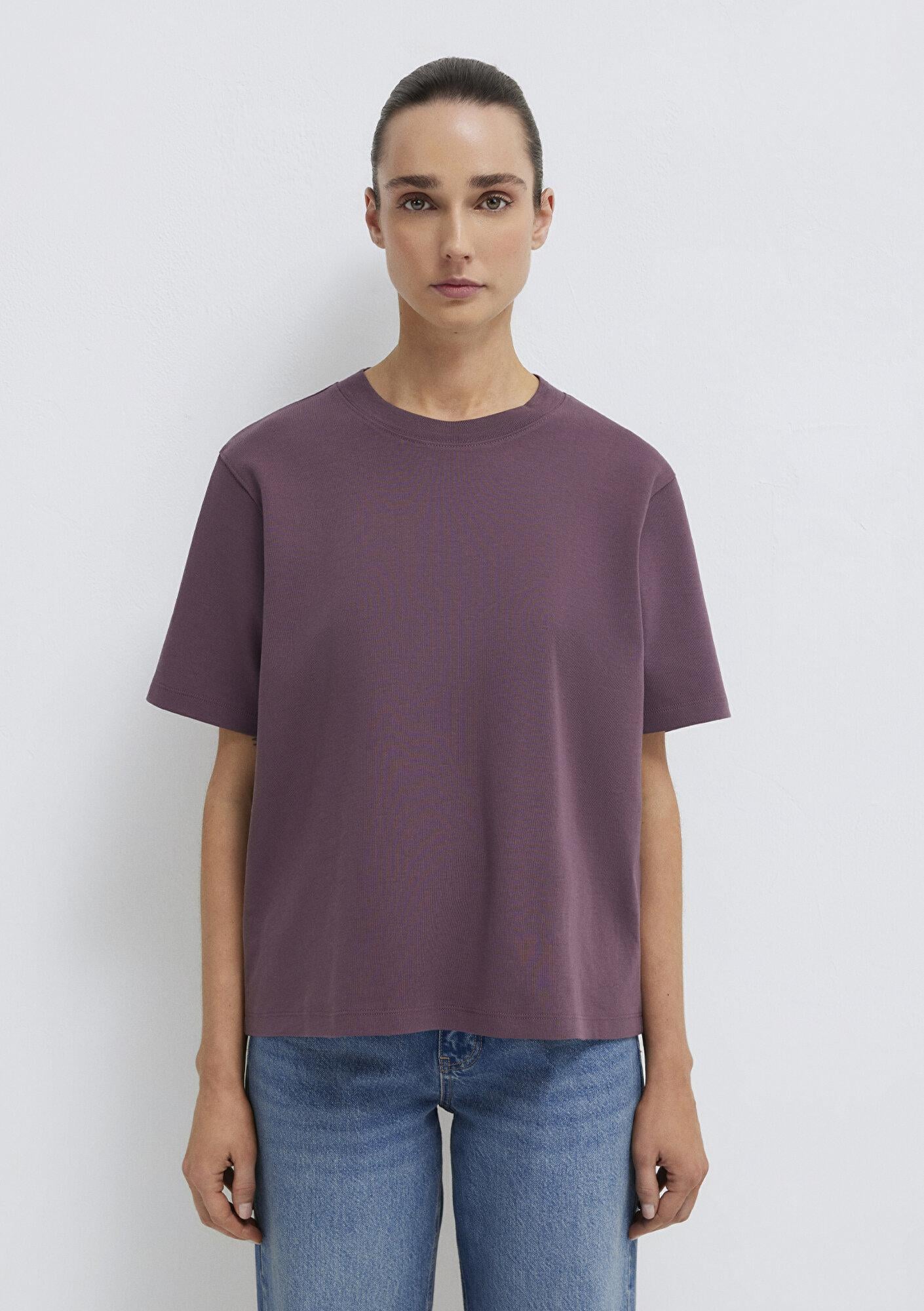 Mavi Mor Basic İnterlok Tişört Loose Fit / Bol Rahat Kesim 1613820-70260