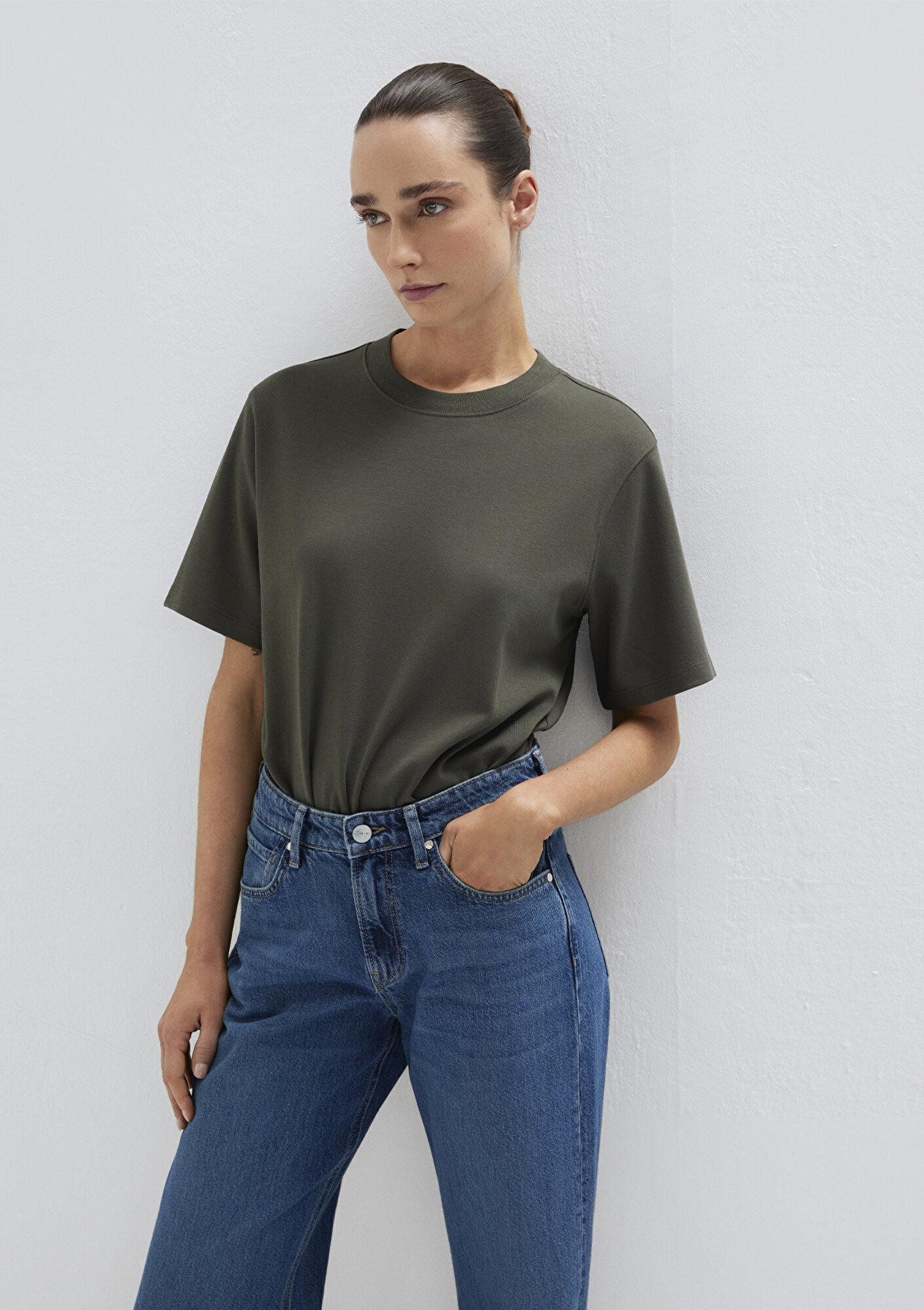 Mavi Haki Basic İnterlok Tişört Loose Fit / Bol Rahat Kesim 1613820-71553
