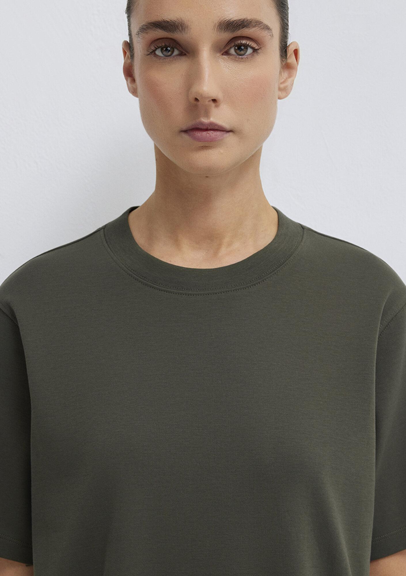 Mavi Haki Basic İnterlok Tişört Loose Fit / Bol Rahat Kesim 1613820-71553