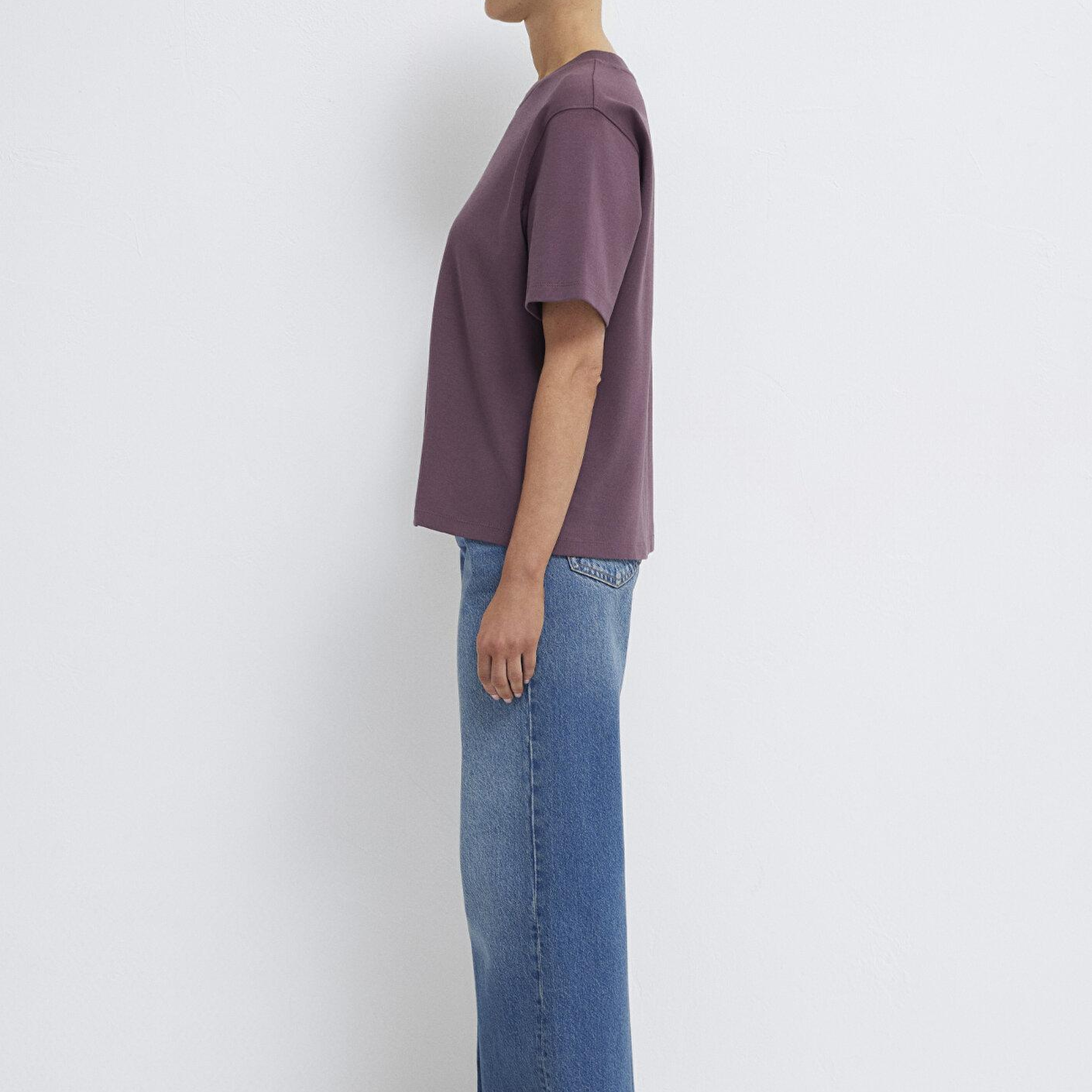 Mavi Mor Basic İnterlok Tişört Loose Fit / Bol Rahat Kesim 1613820-70260