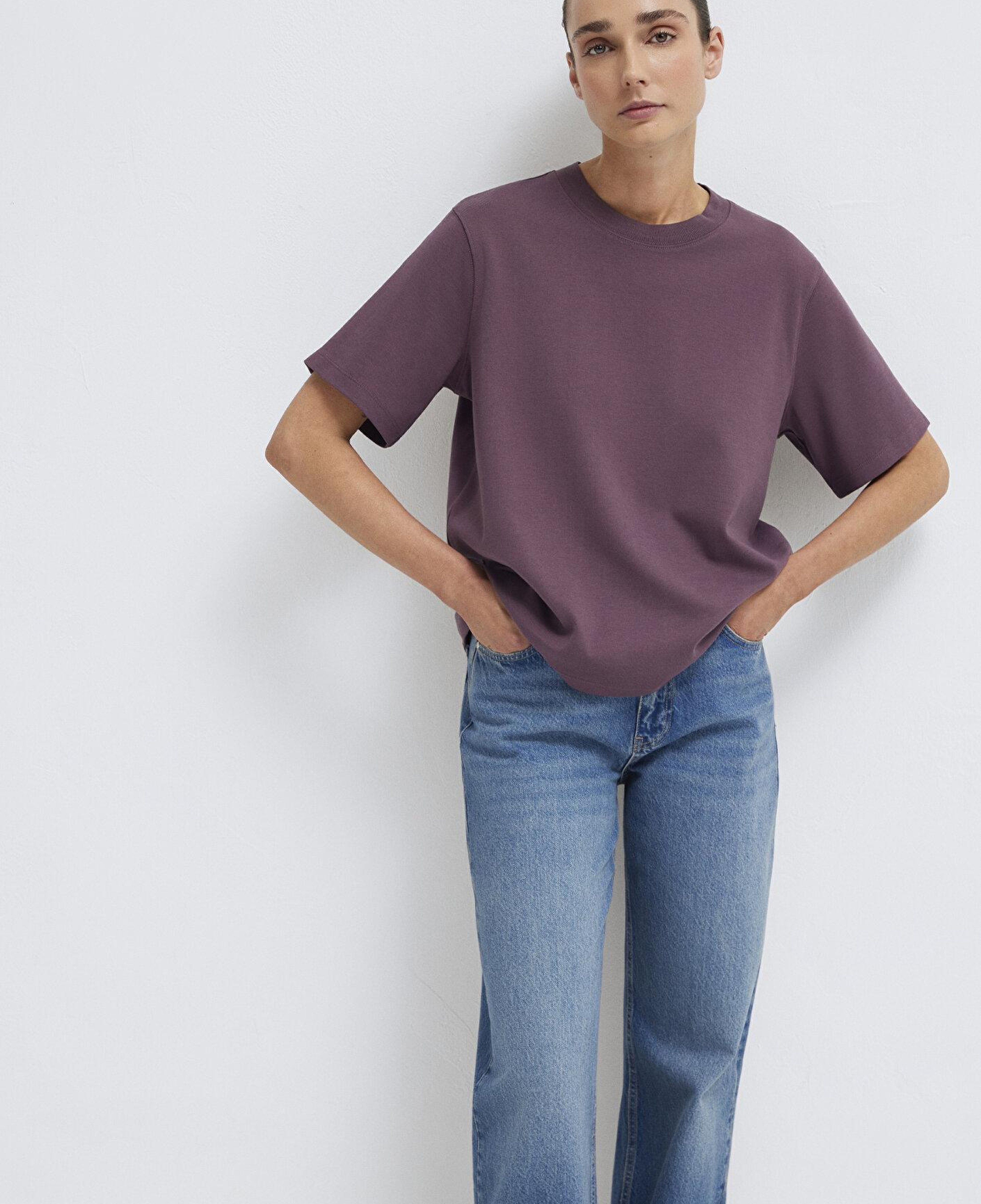 Mavi Mor Basic İnterlok Tişört Loose Fit / Bol Rahat Kesim 1613820-70260