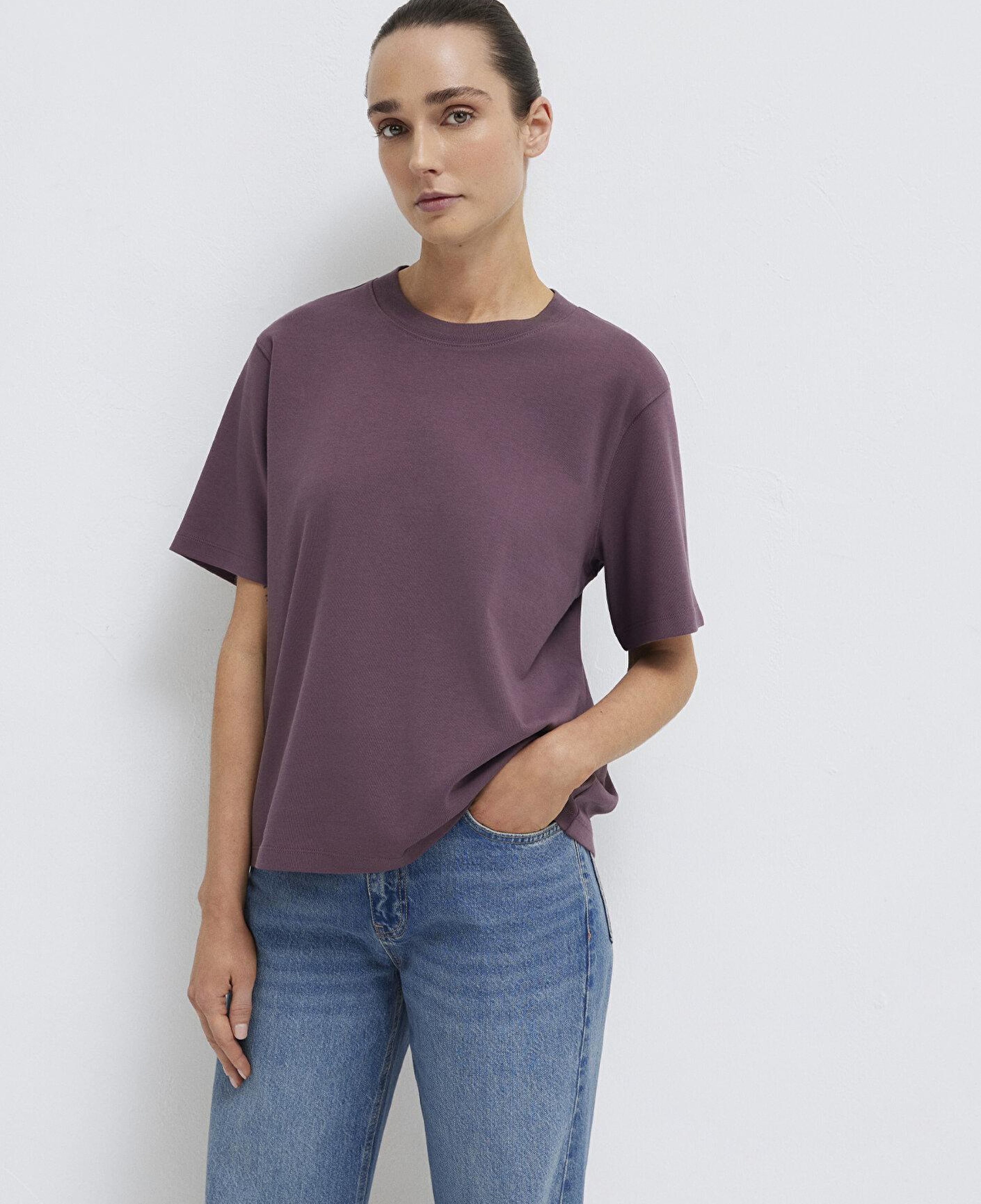 Mavi Mor Basic İnterlok Tişört Loose Fit / Bol Rahat Kesim 1613820-70260