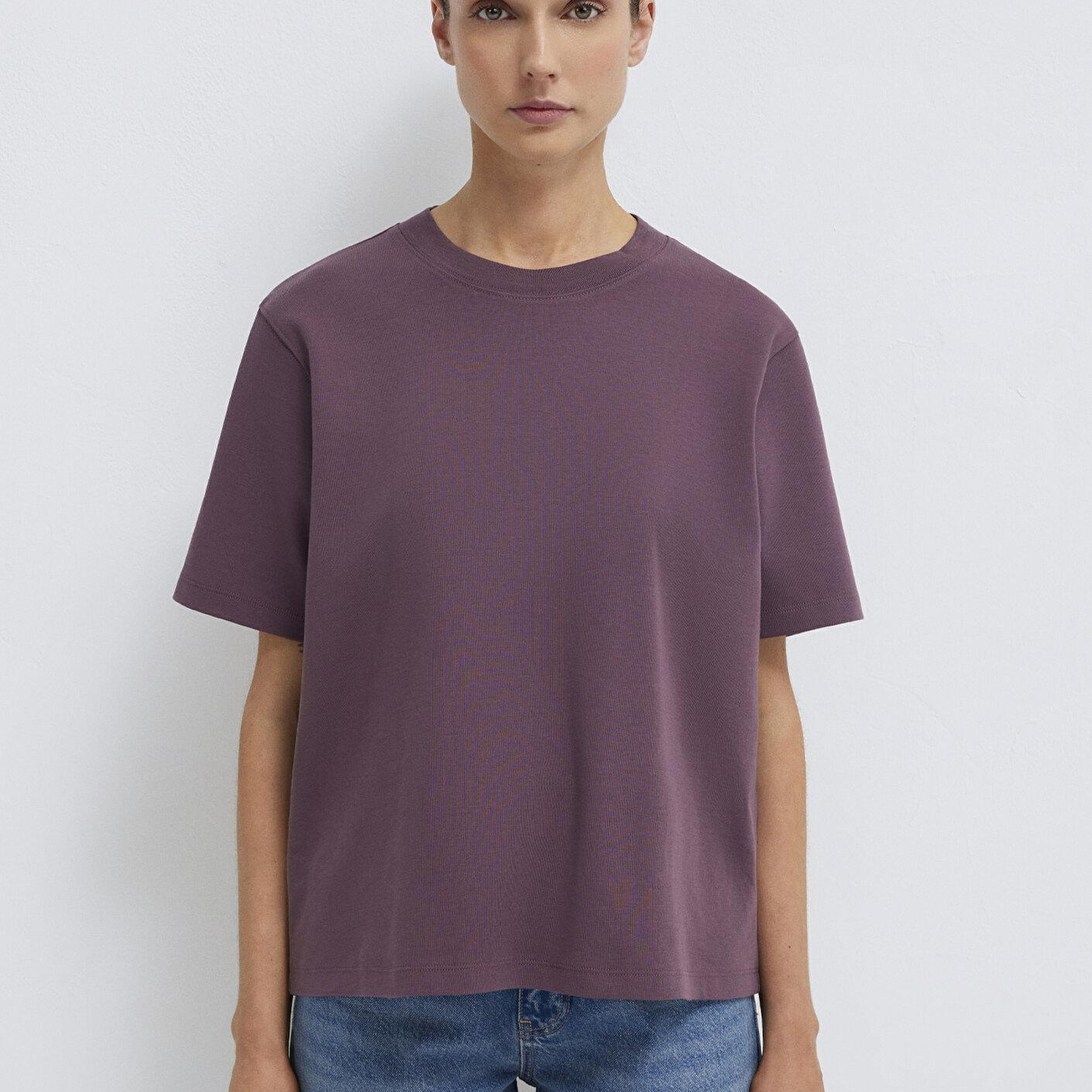 Mavi Mor Basic İnterlok Tişört Loose Fit / Bol Rahat Kesim 1613820-70260