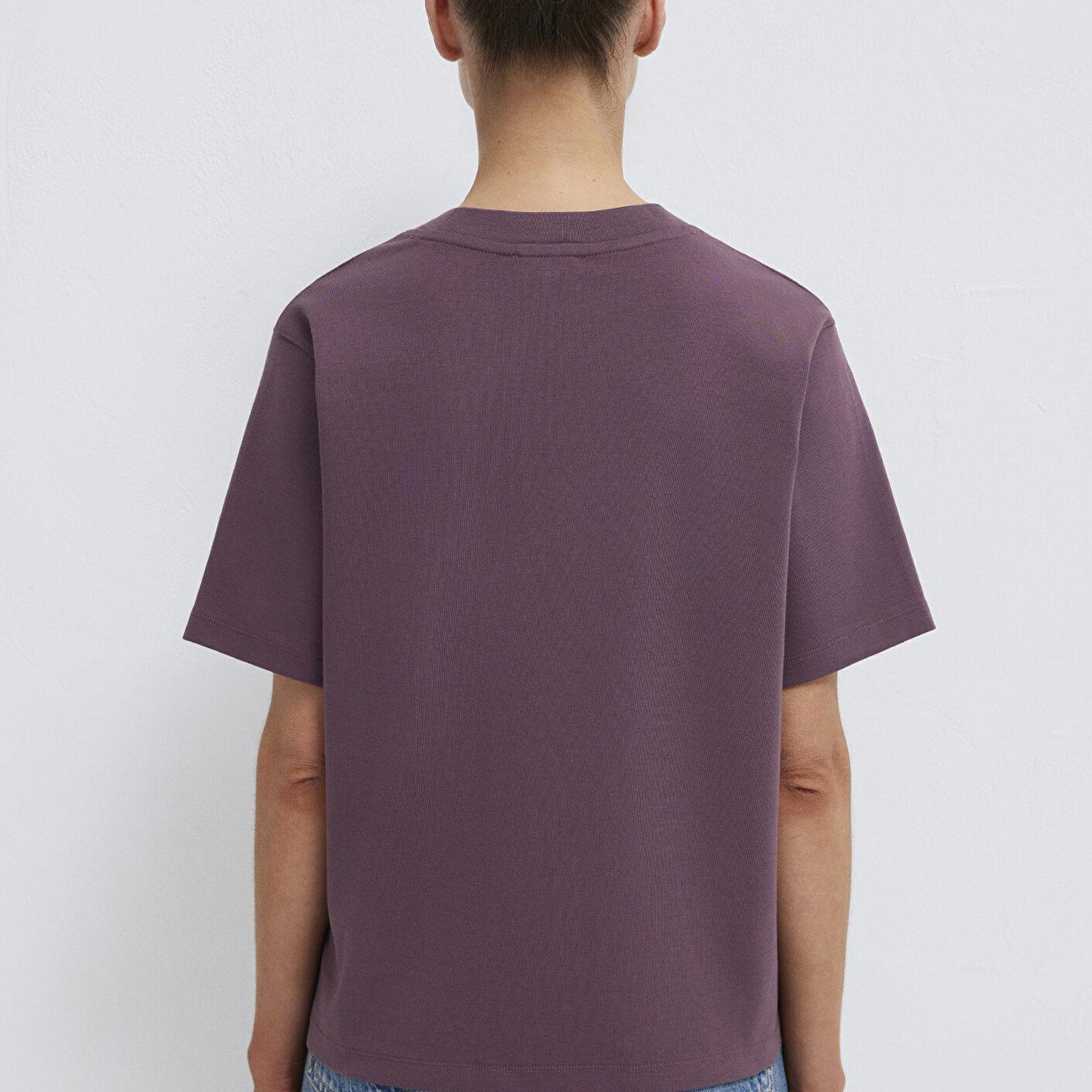 Mavi Mor Basic İnterlok Tişört Loose Fit / Bol Rahat Kesim 1613820-70260