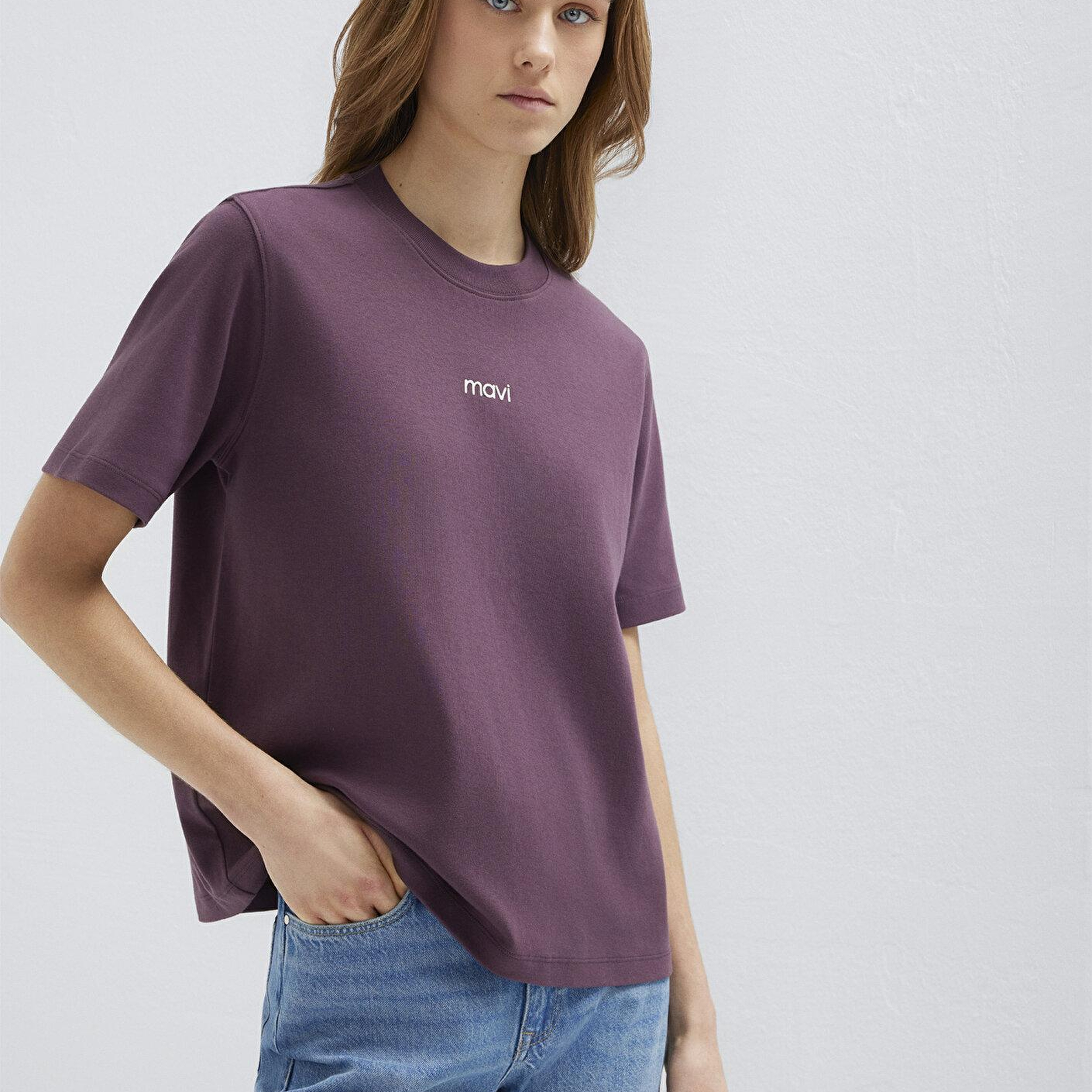 Mavi Mavi Logo Baskılı İnterlok Mor Tişört Regular Fit / Normal Kesim 1612829-70260