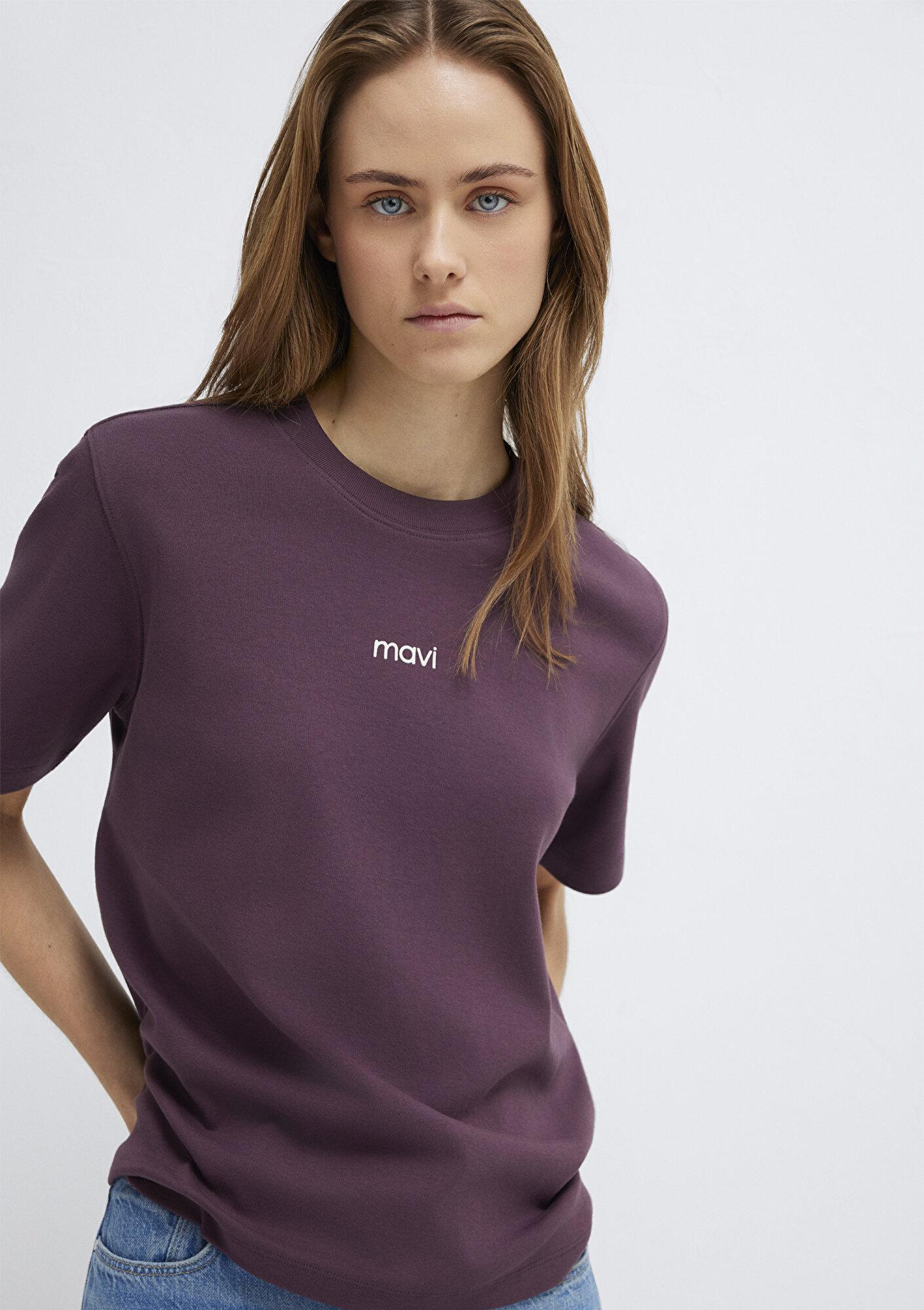 Mavi Mavi Logo Baskılı İnterlok Mor Tişört Regular Fit / Normal Kesim 1612829-70260
