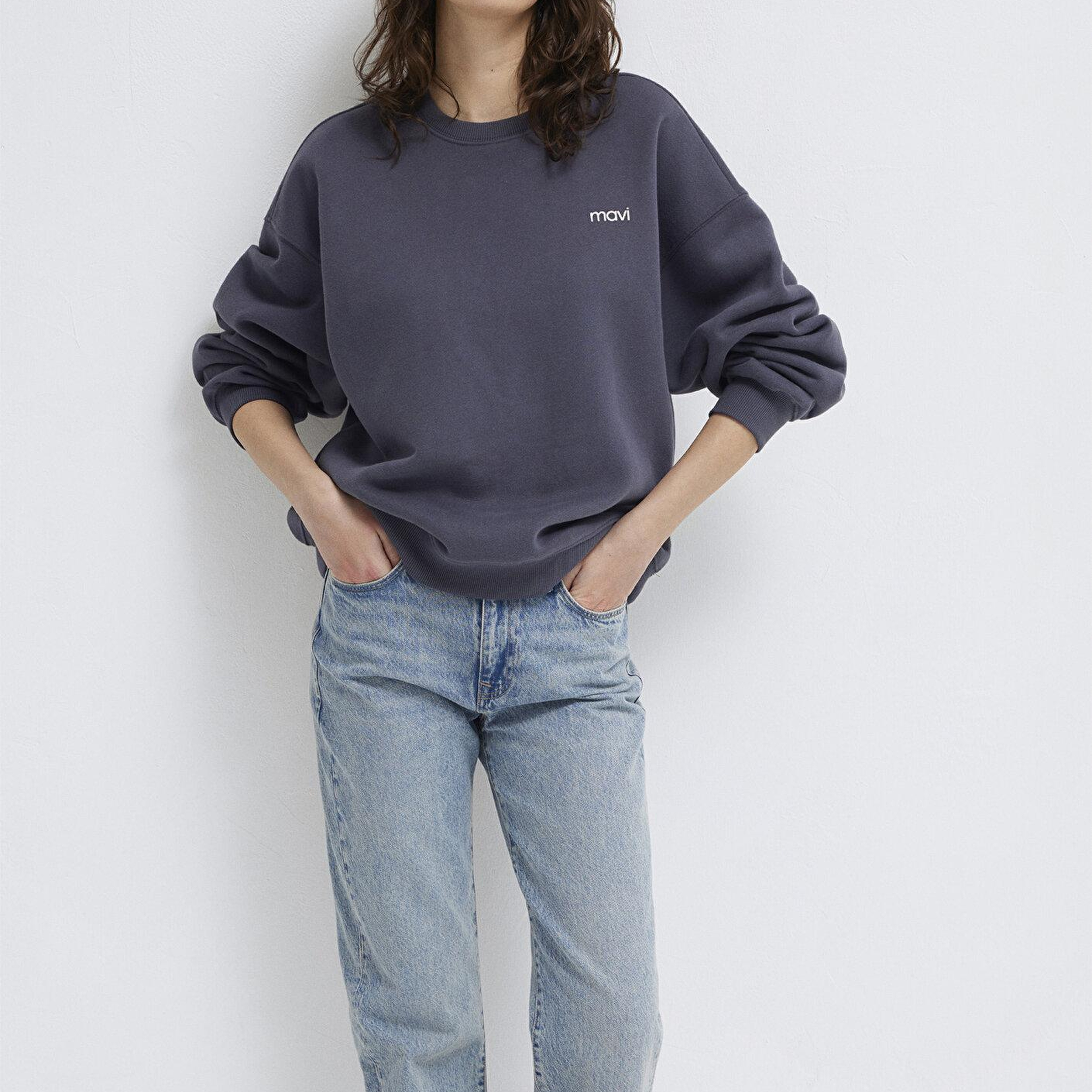 Mavi Mavi Logo Baskılı Antrasit Sweatshirt 1S10490-80932