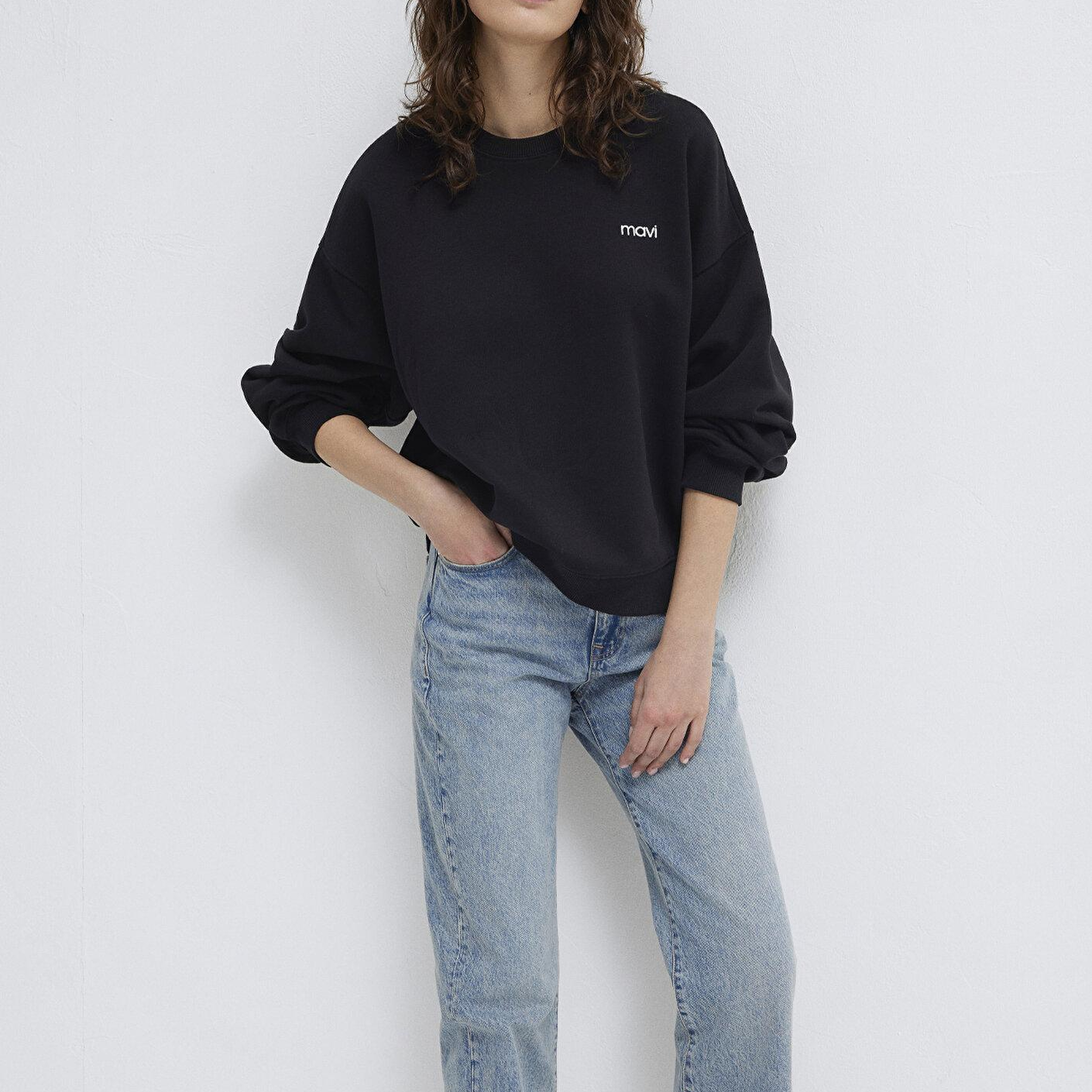 Mavi Mavi Logo Baskılı Siyah Sweatshirt 1S10490-900