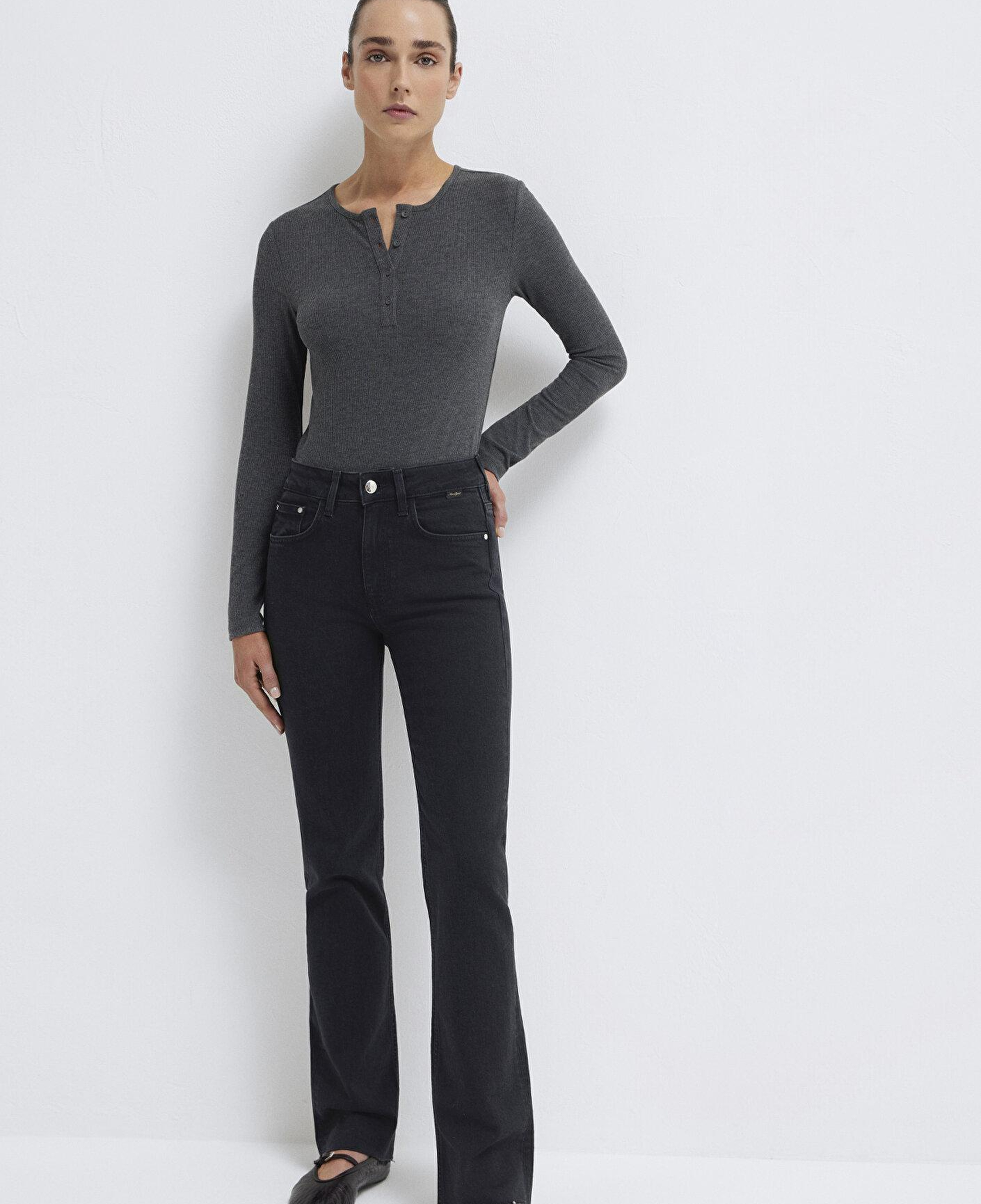 Mavi Uzun Kollu Antrasit Basic Tişört Slim Fit / Dar Kesim 1613621-80024