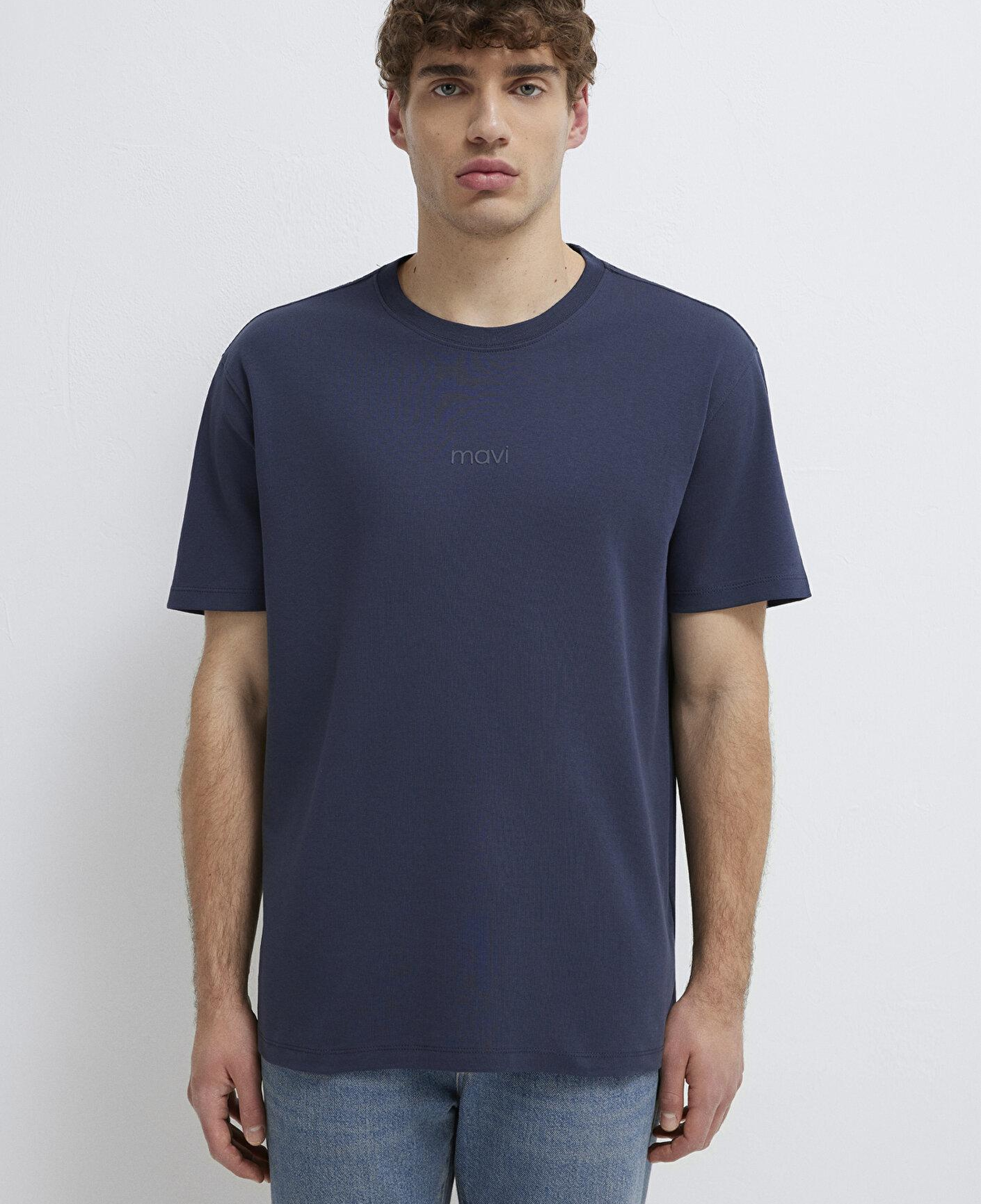 Mavi Mavi Logo Lacivert Basic İnterlok Tişört Loose Fit / Bol Rahat Kesim 0613102-85315
