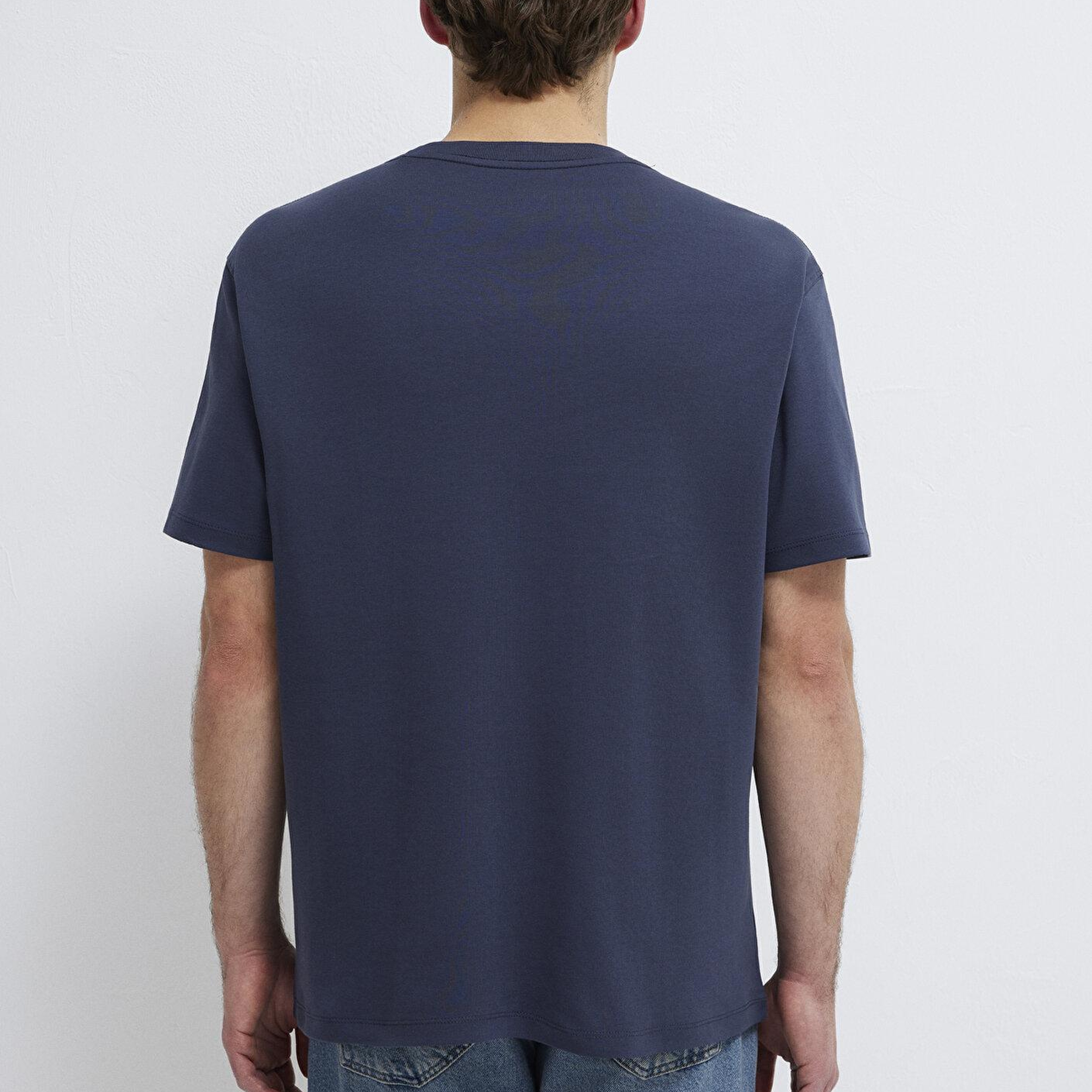 Mavi Mavi Logo Lacivert Basic İnterlok Tişört Loose Fit / Bol Rahat Kesim 0613102-85315