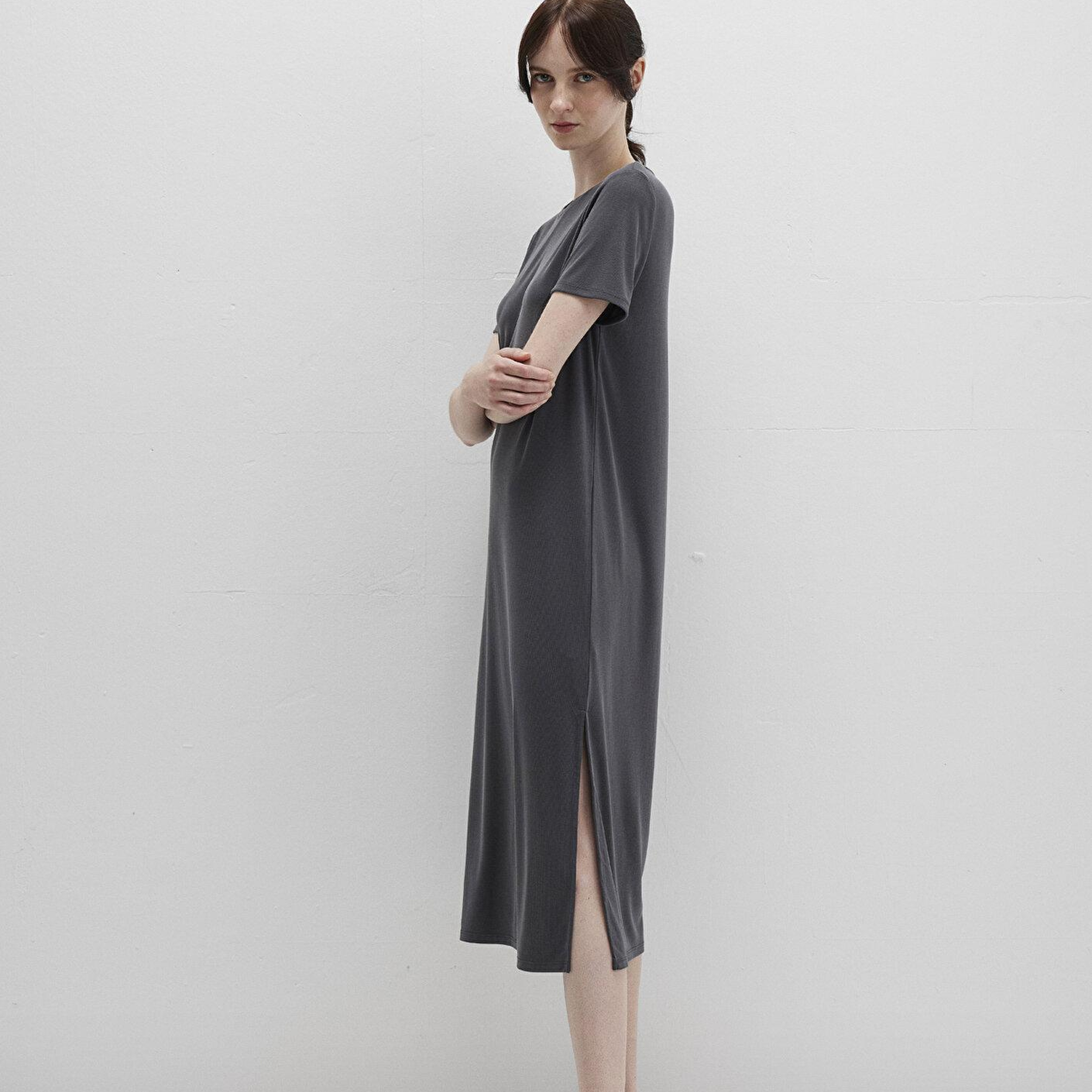 Mavi Antrasit (TENCEL™) Modal Karışımlı Midi Elbise 1310777-70095