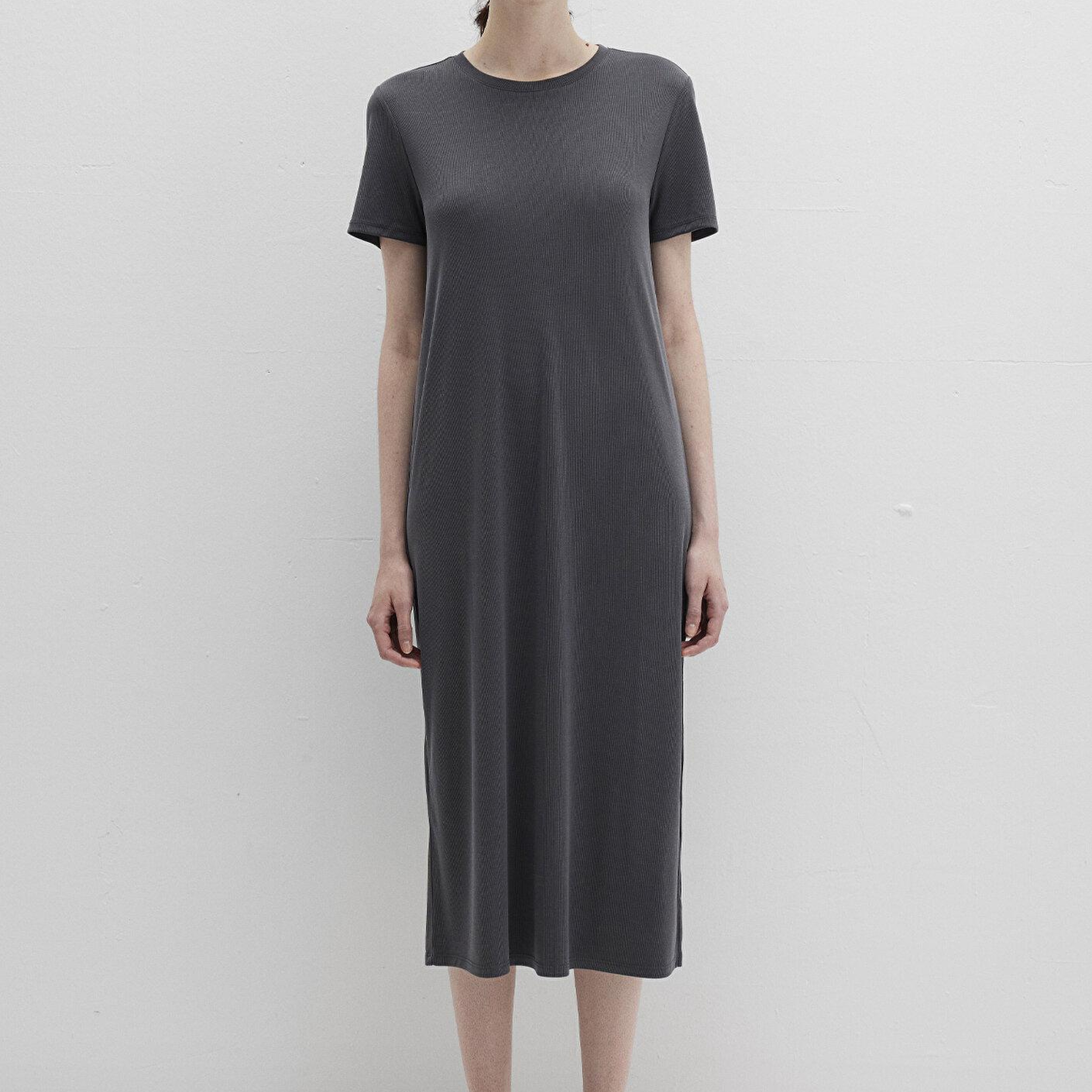 Mavi Antrasit (TENCEL™) Modal Karışımlı Midi Elbise 1310777-70095
