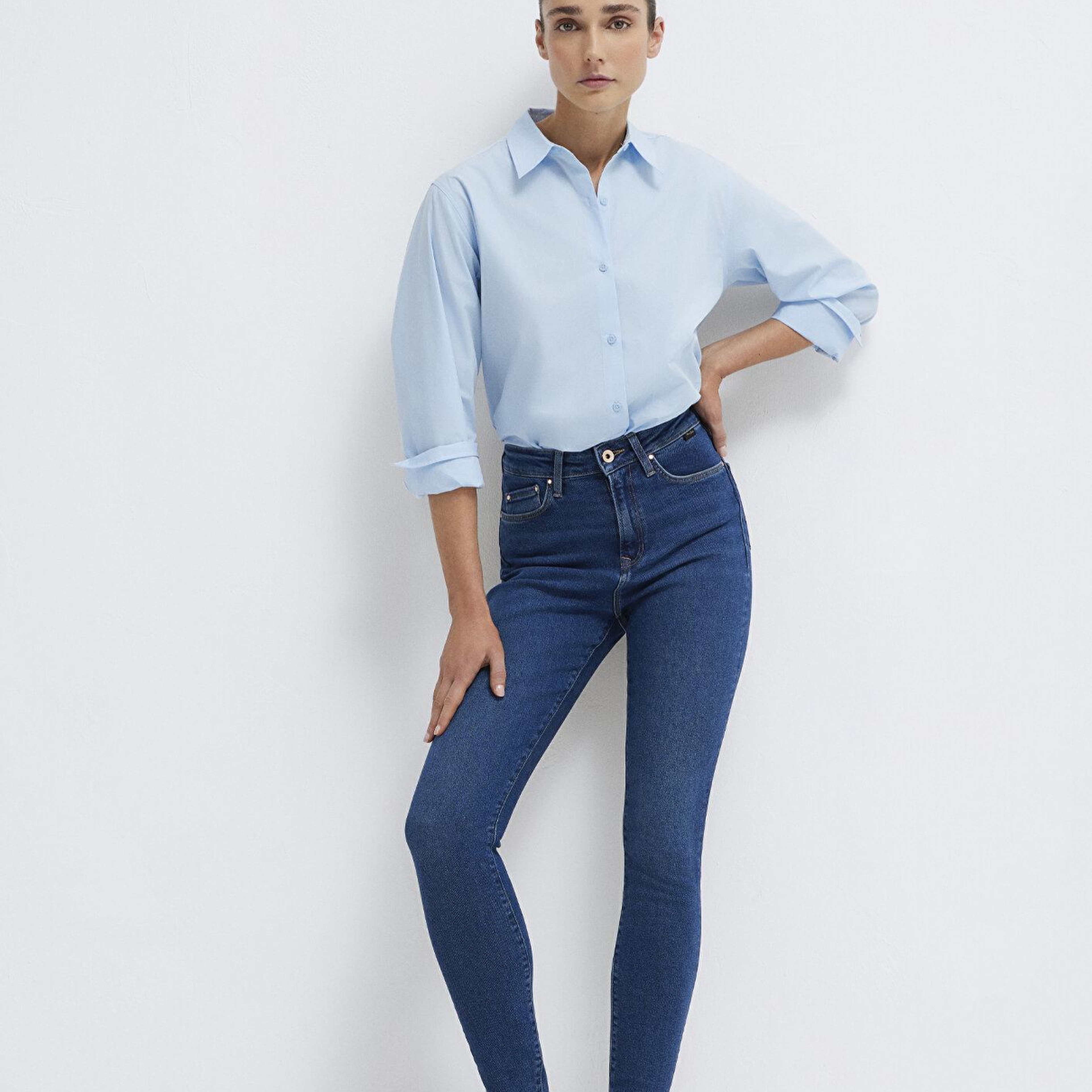 Mavi Serenay Gold Shape Koyu Mavi Jean Pantolon 100980-33687