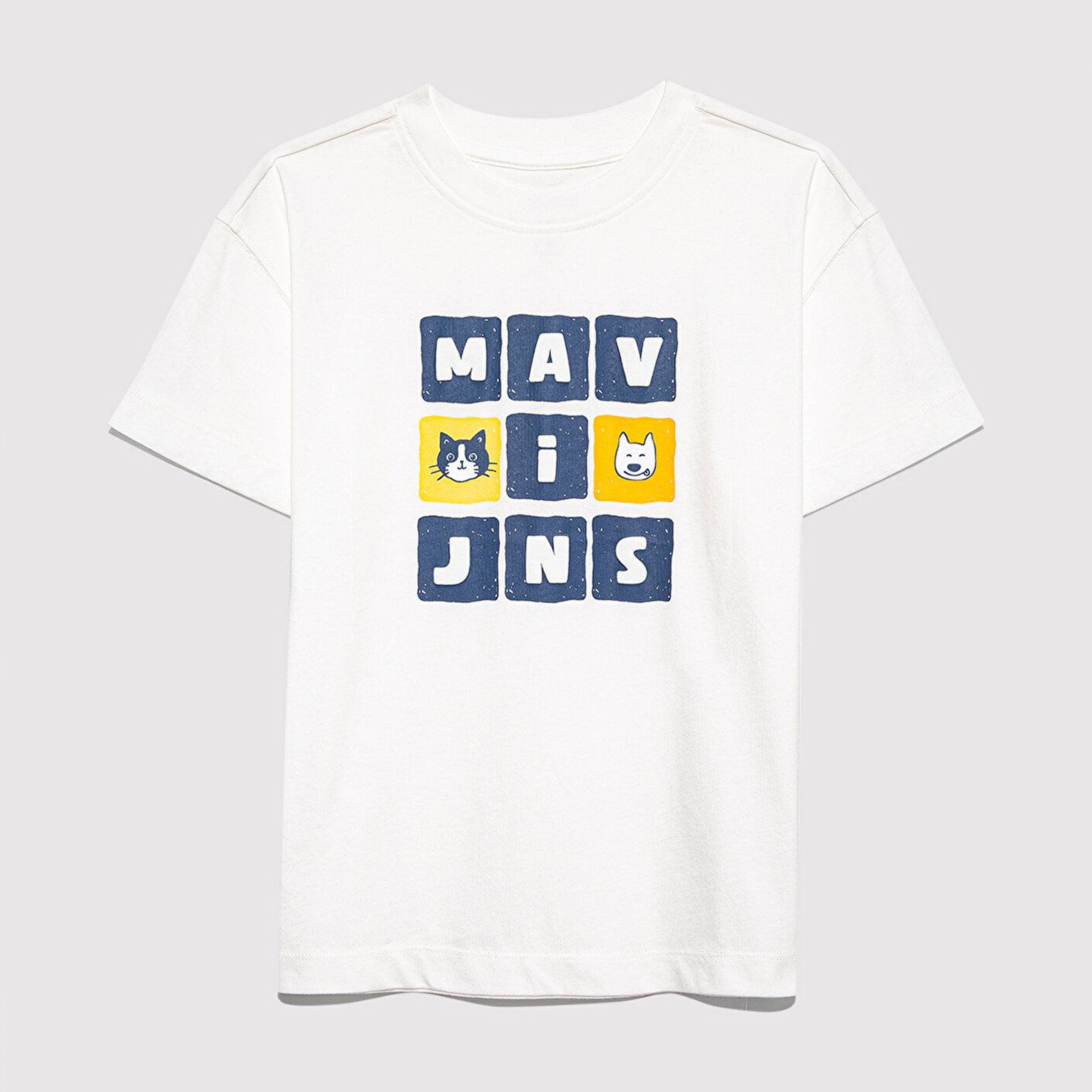 Mavi Mavi Jeans Baskılı Ekru Tişört Loose Fit / Bol Rahat Kesim 7610366-70057