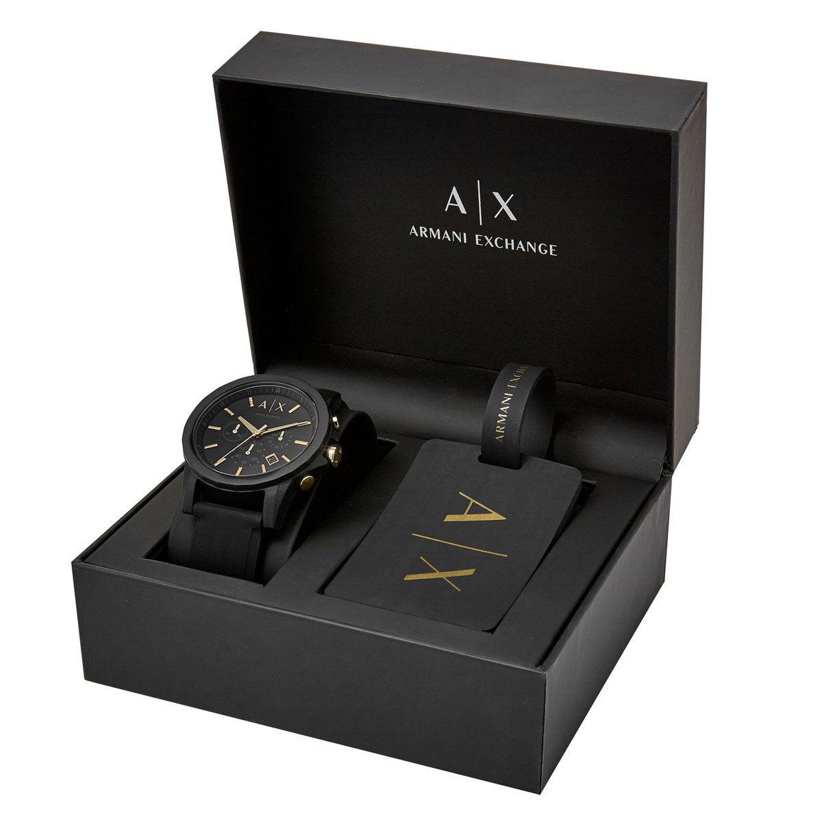 Armani Exchange AX7105 Erkek Kol Saati ve Valiz Etiketi Seti