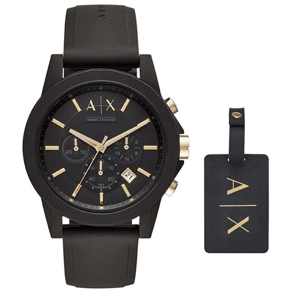 Armani Exchange AX7105 Erkek Kol Saati ve Valiz Etiketi Seti