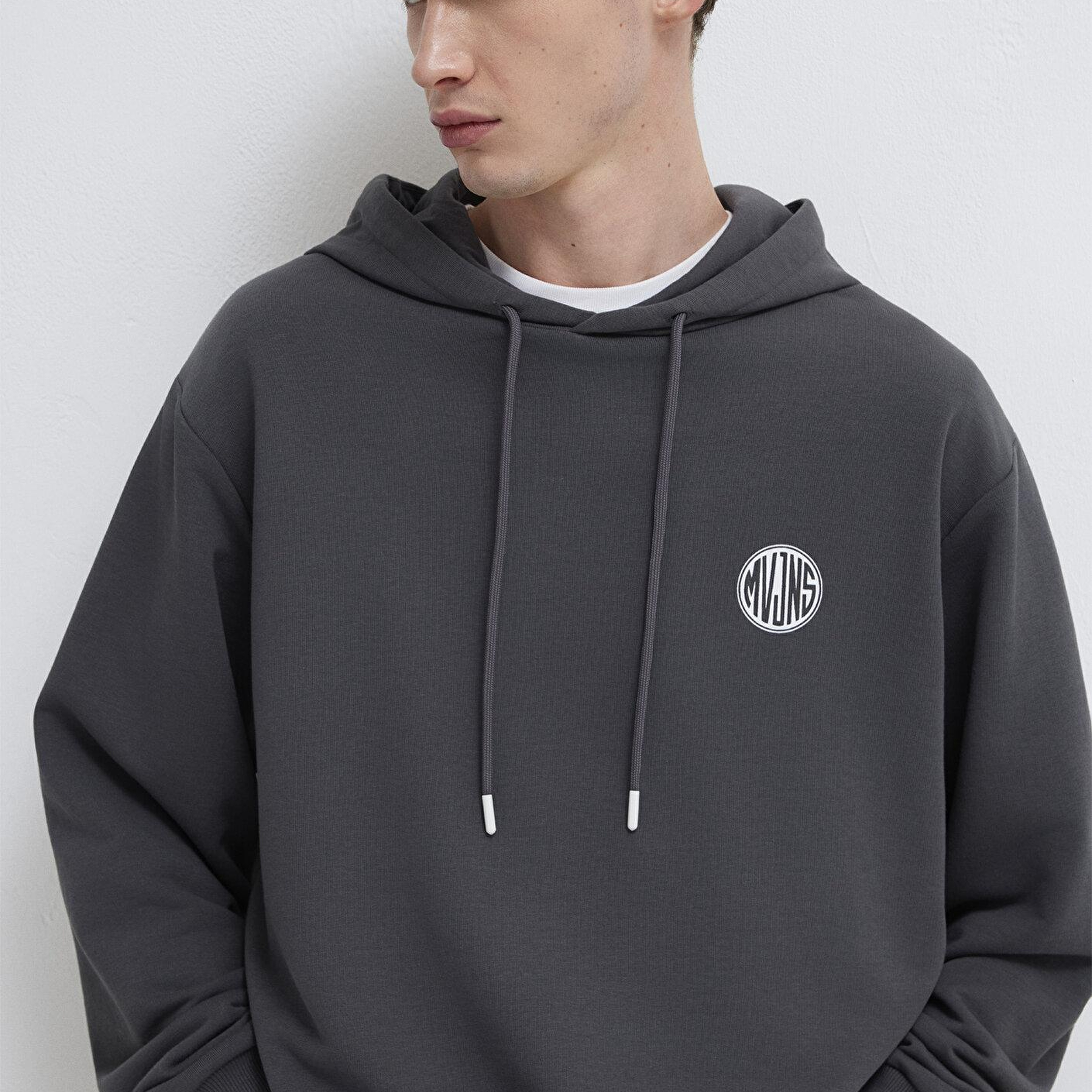 Mavi MVJNS Logo Baskılı Kapüşonlu Antrasit Sweatshirt 0611786-80106