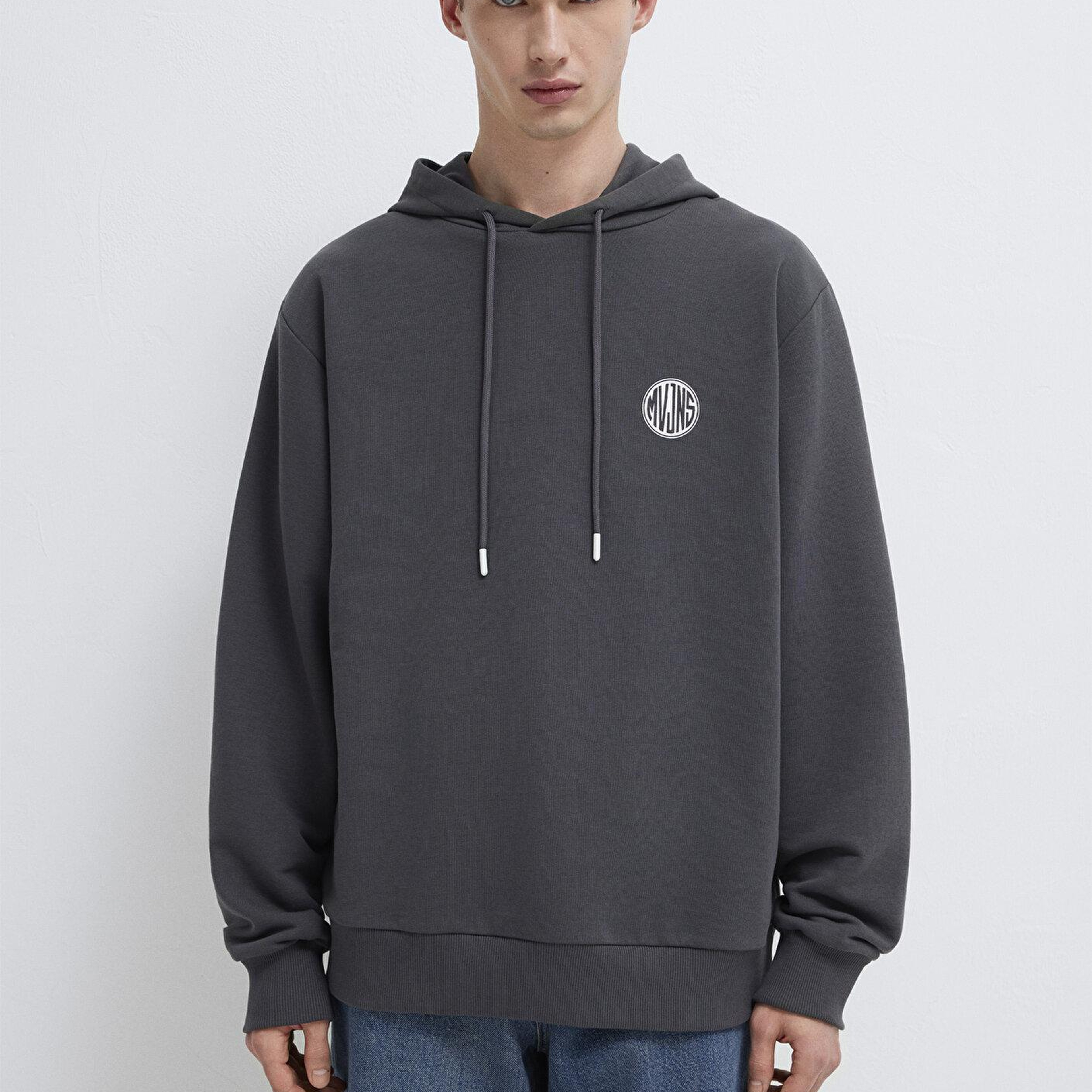 Mavi MVJNS Logo Baskılı Kapüşonlu Antrasit Sweatshirt 0611786-80106