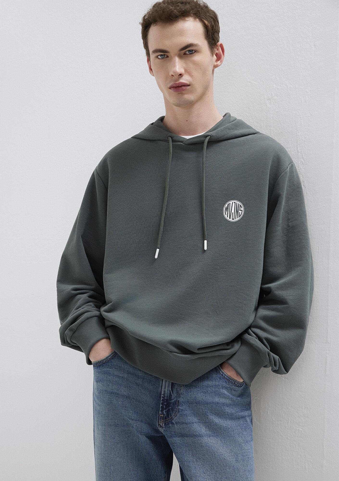 Mavi MVJNS Logo Baskılı Kapüşonlu Yeşil Sweatshirt 0611786-71598