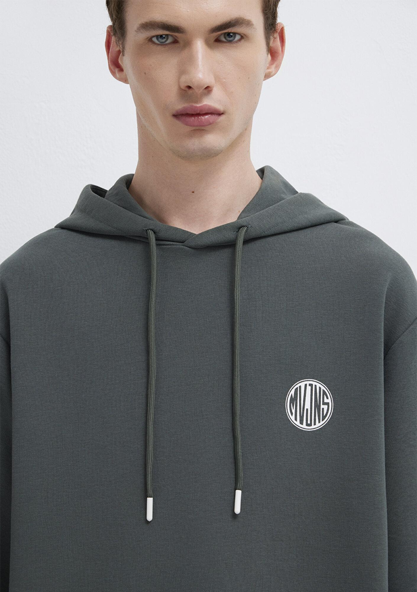 Mavi MVJNS Logo Baskılı Kapüşonlu Yeşil Sweatshirt 0611786-71598