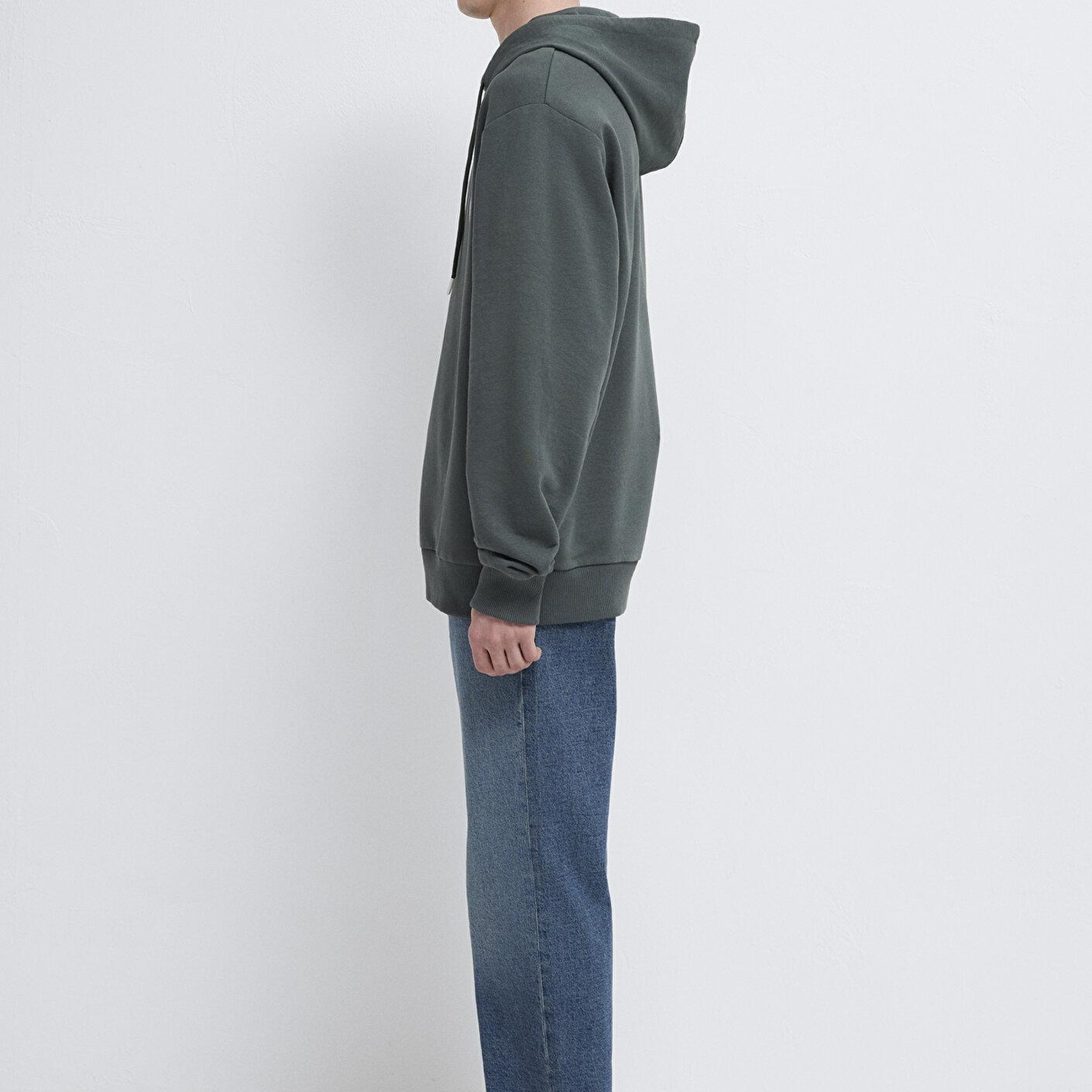 Mavi MVJNS Logo Baskılı Kapüşonlu Yeşil Sweatshirt 0611786-71598
