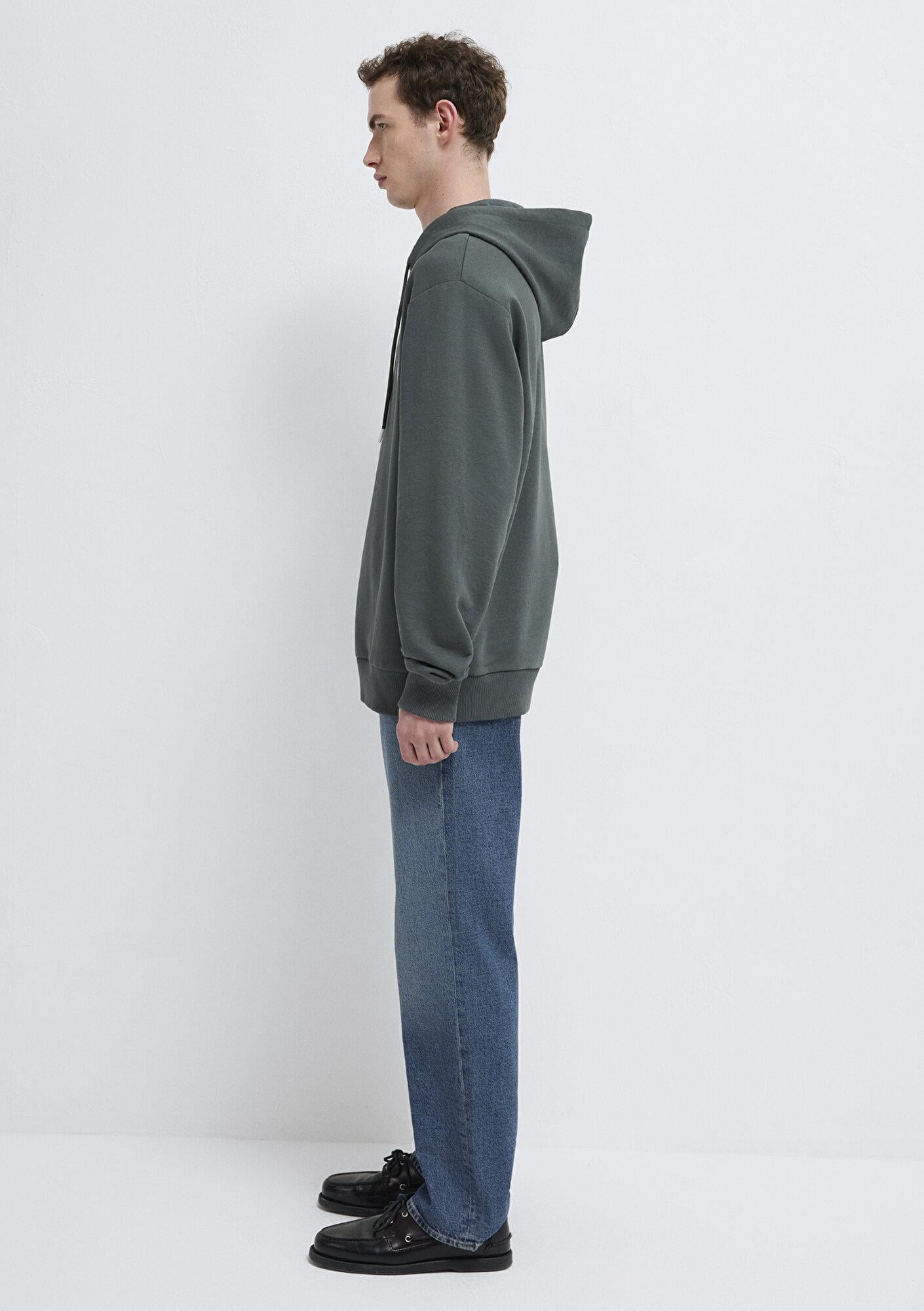 Mavi MVJNS Logo Baskılı Kapüşonlu Yeşil Sweatshirt 0611786-71598