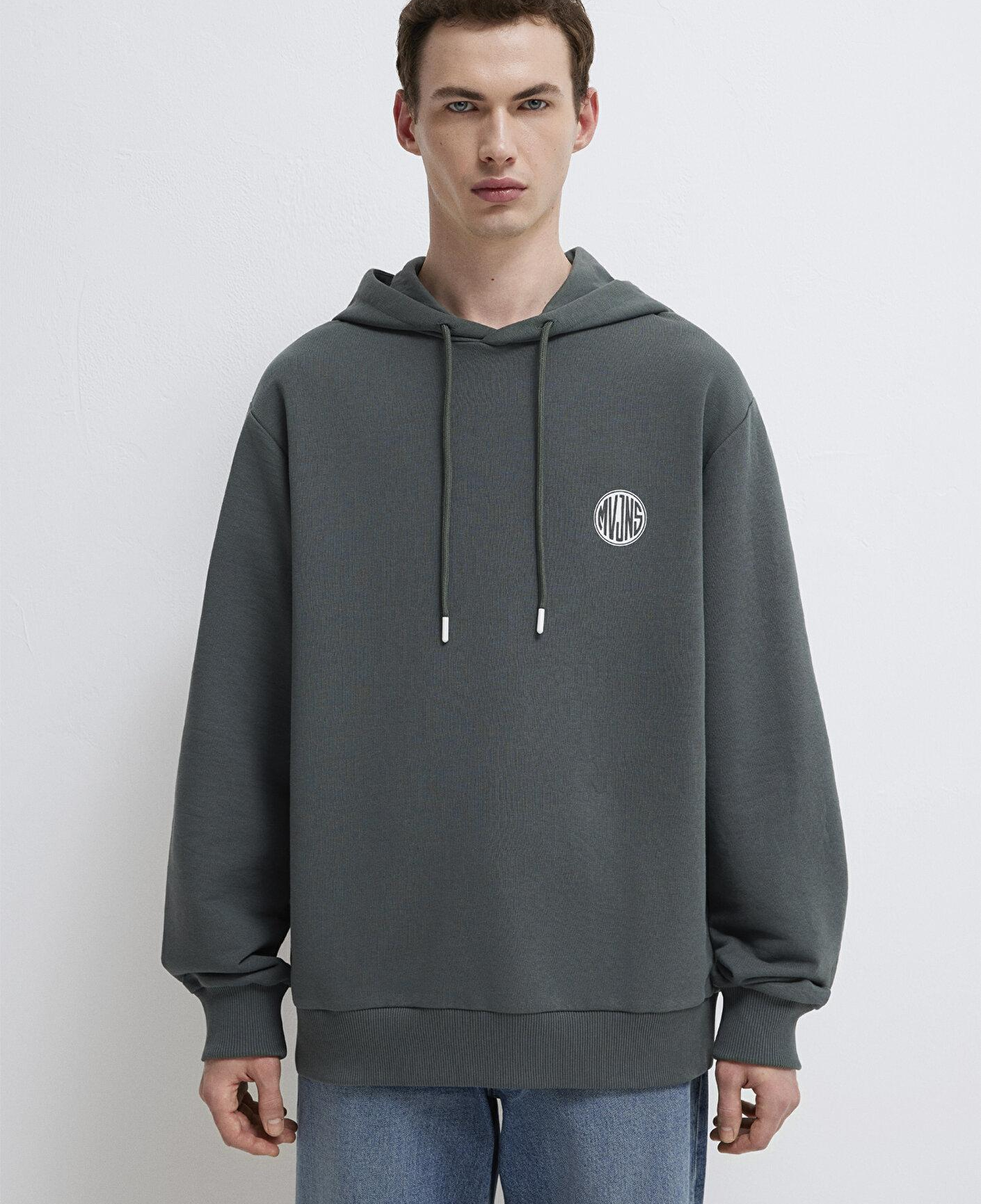 Mavi MVJNS Logo Baskılı Kapüşonlu Yeşil Sweatshirt 0611786-71598
