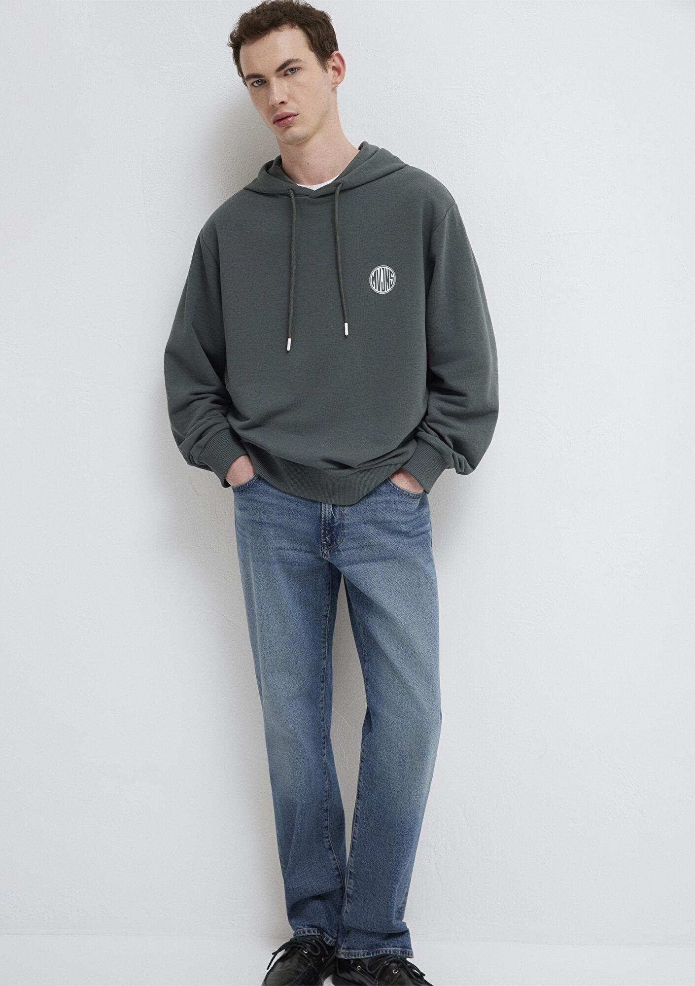 Mavi MVJNS Logo Baskılı Kapüşonlu Yeşil Sweatshirt 0611786-71598