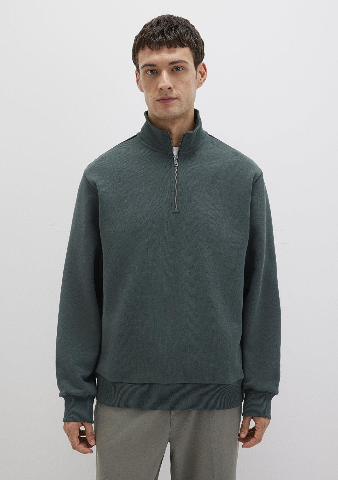 Mavi Yarı Fermuarlı Yeşil Basic Sweatshirt 0S10419-71598