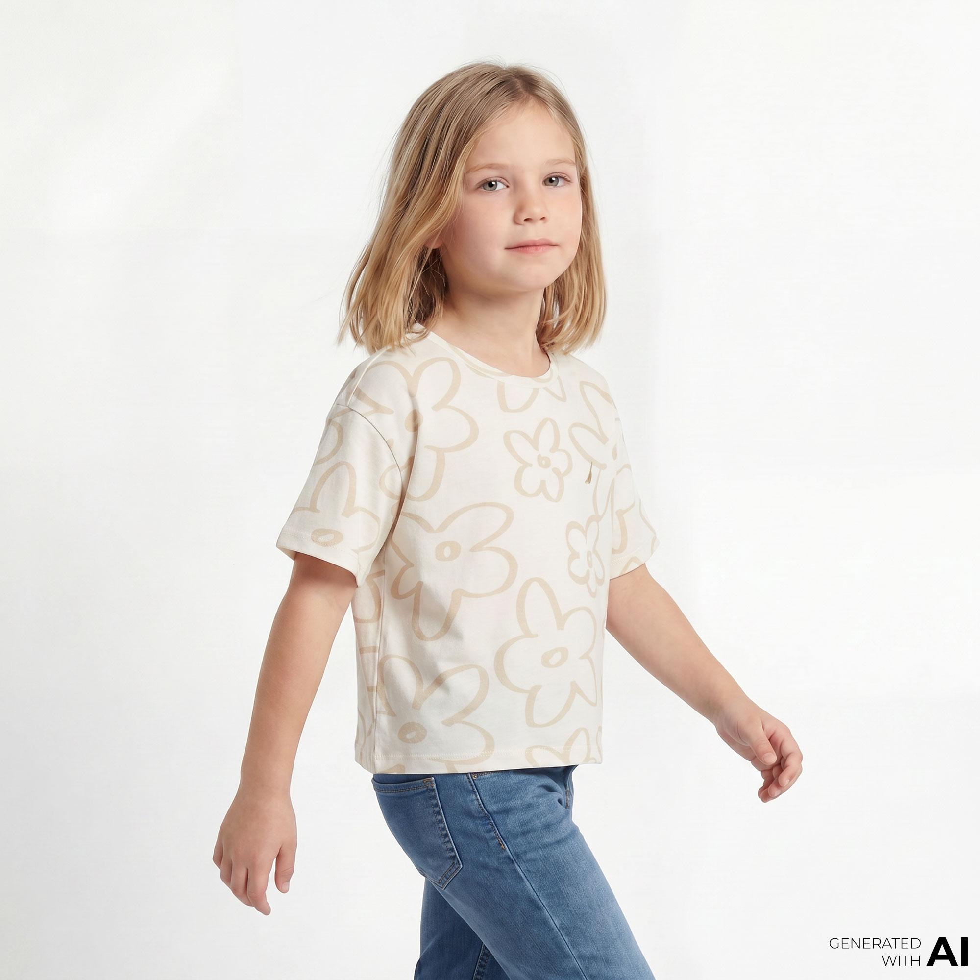 Nautica Kız Çocuk Beyaz Regular Fit Baskılı T-Shirt