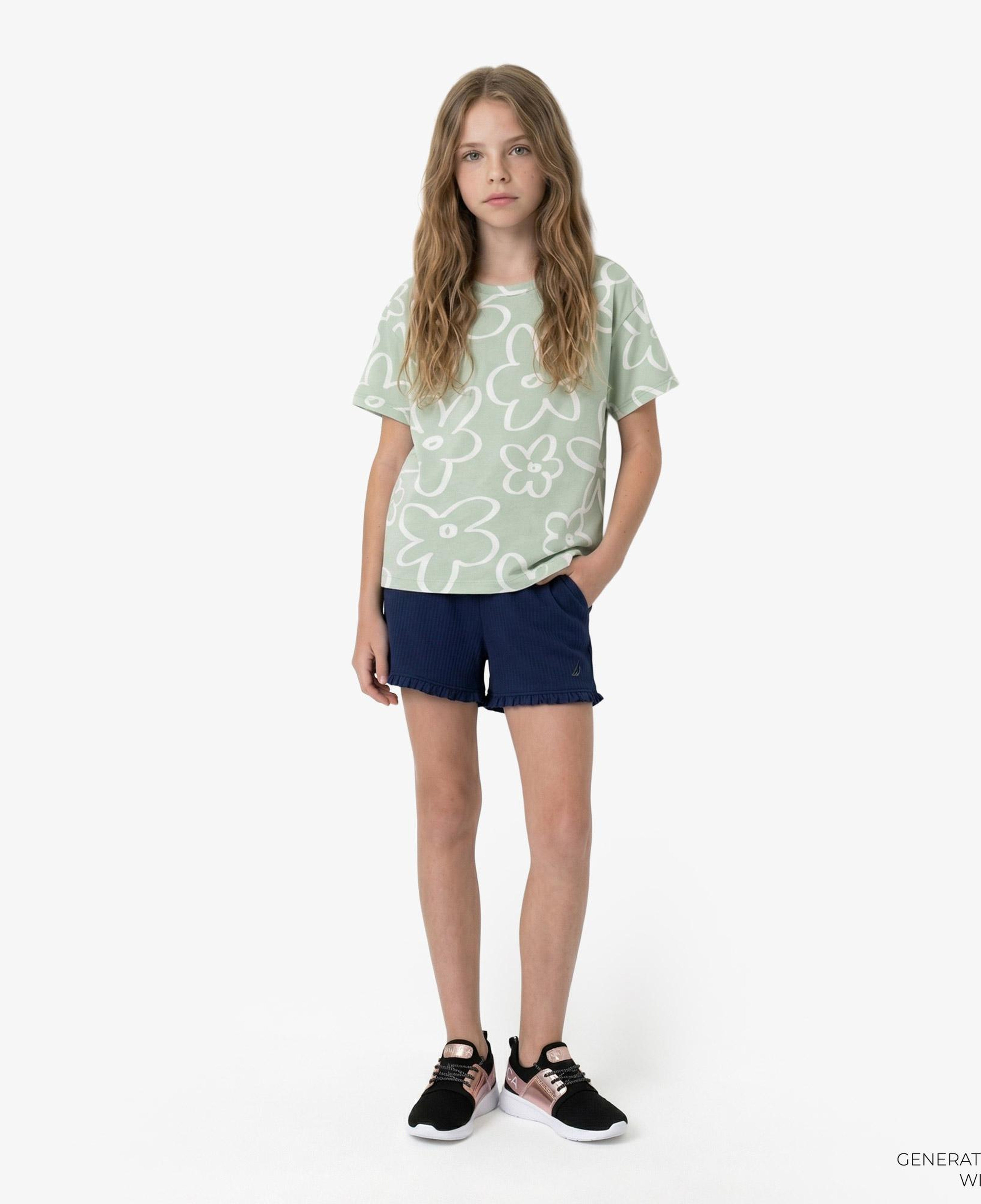 Nautica Kız Çocuk Yeşil Regular Fit Baskılı T-Shirt