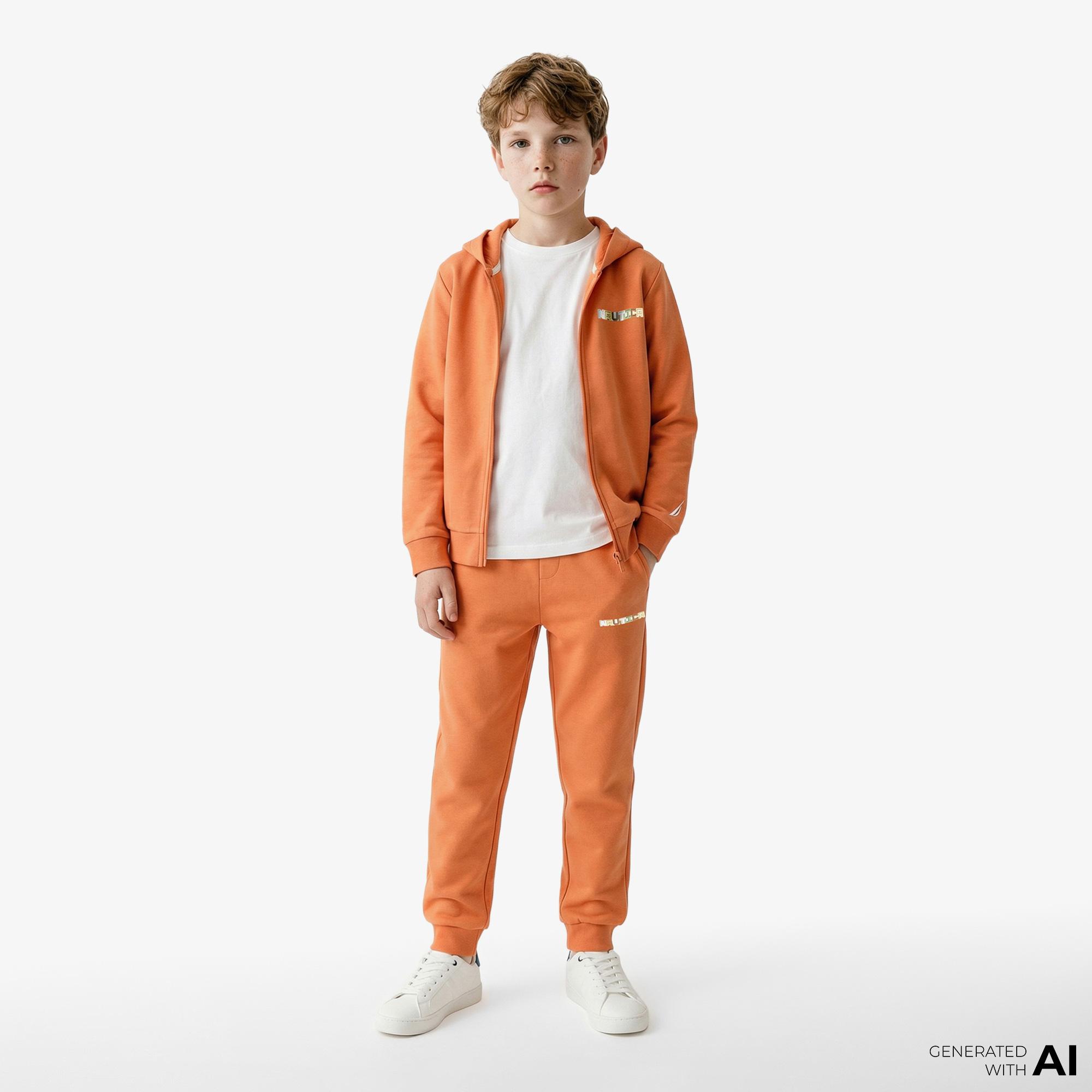 Nautica Erkek Çocuk Turuncu Regular Fit Kapüşonlu Sweatshirt