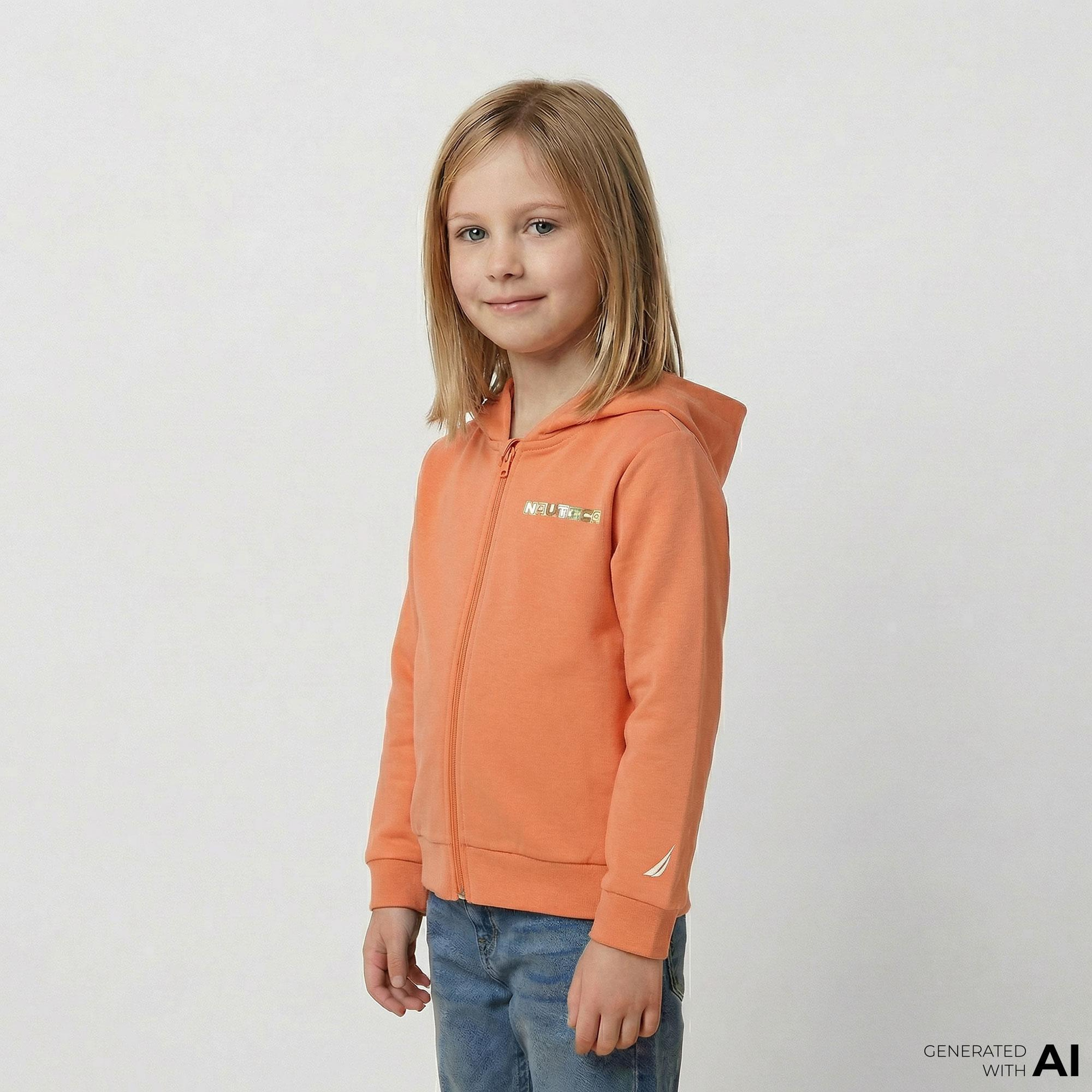 Nautica Erkek Çocuk Turuncu Regular Fit Kapüşonlu Sweatshirt