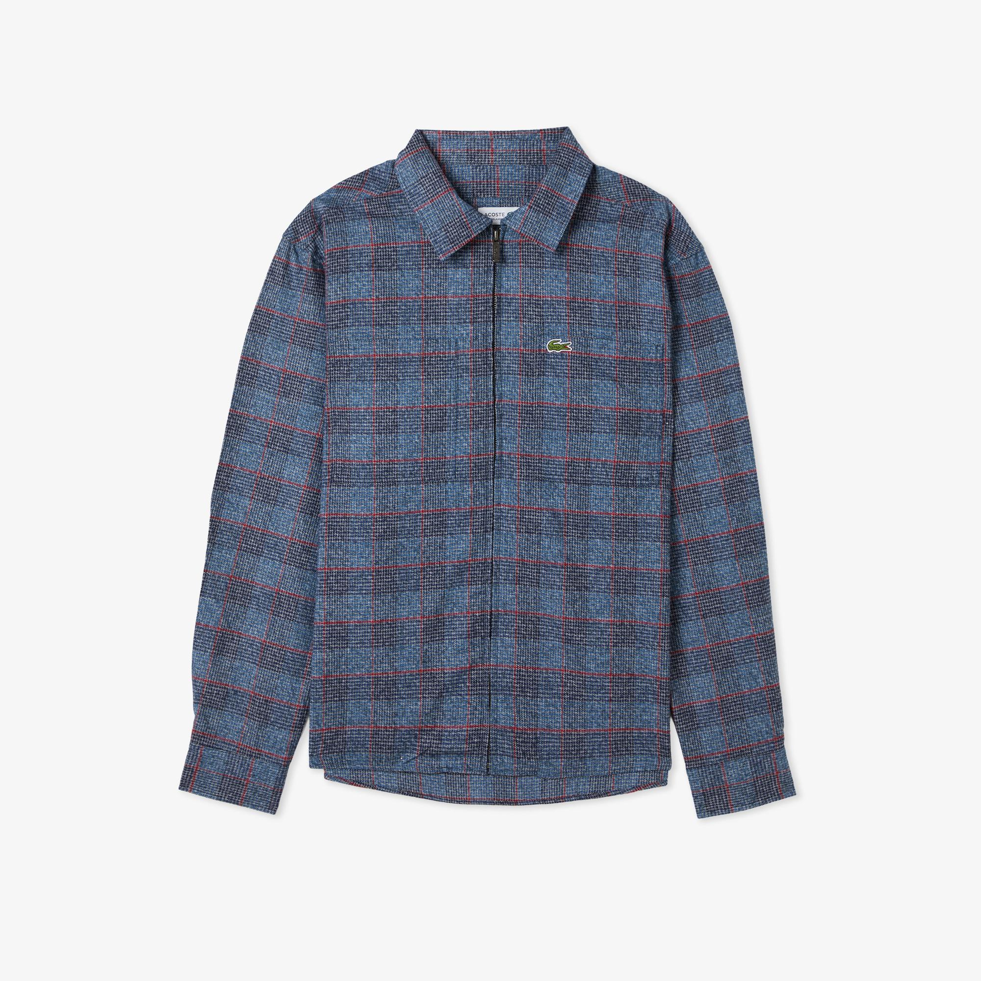 Lacoste Erkek Relaxed Fit Gömlek Yaka Ekose Lacivert Ceket