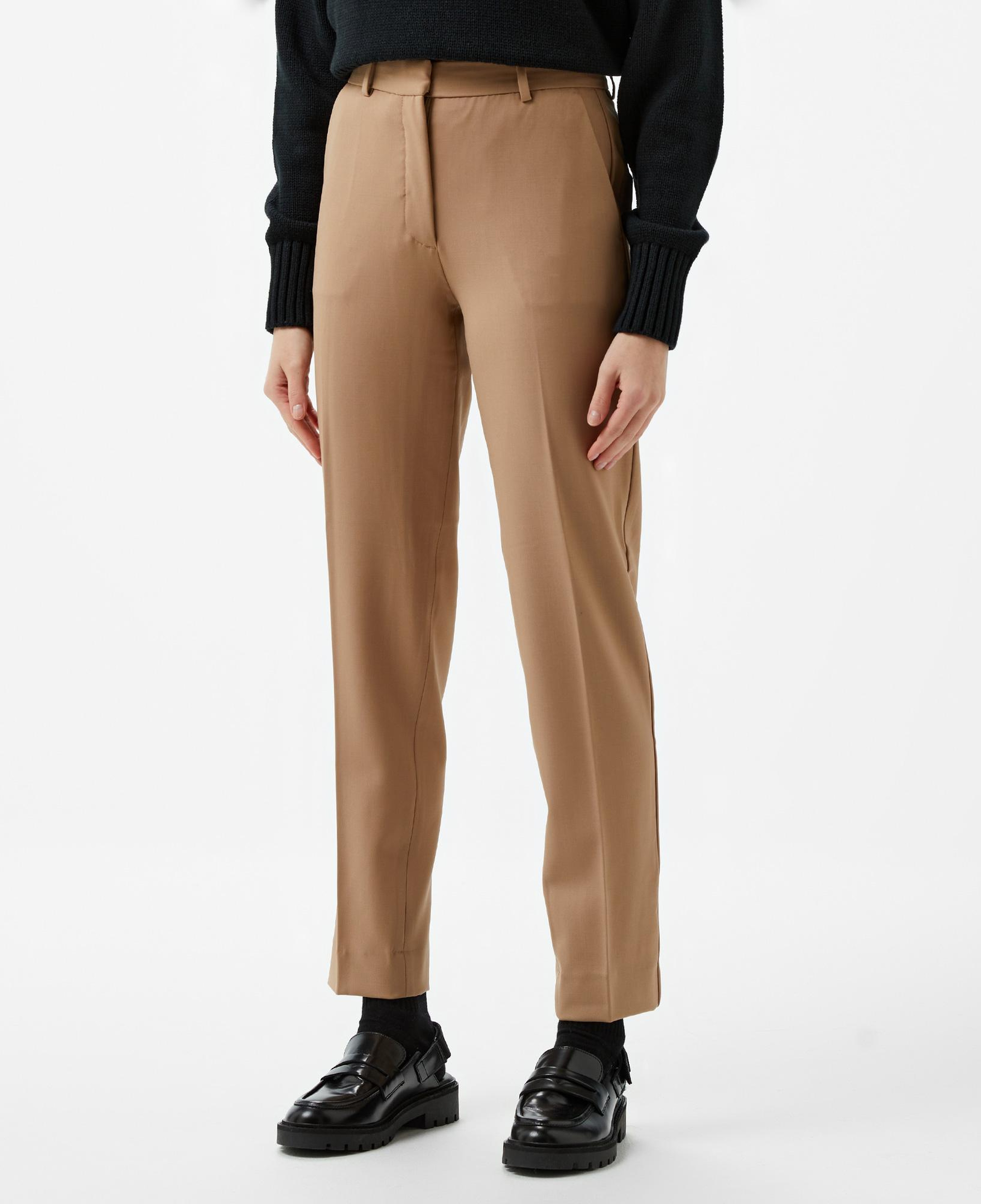 Calvin Klein Stretch Wool Slim Tapered Leg Kadın Kahverengi Pantolon