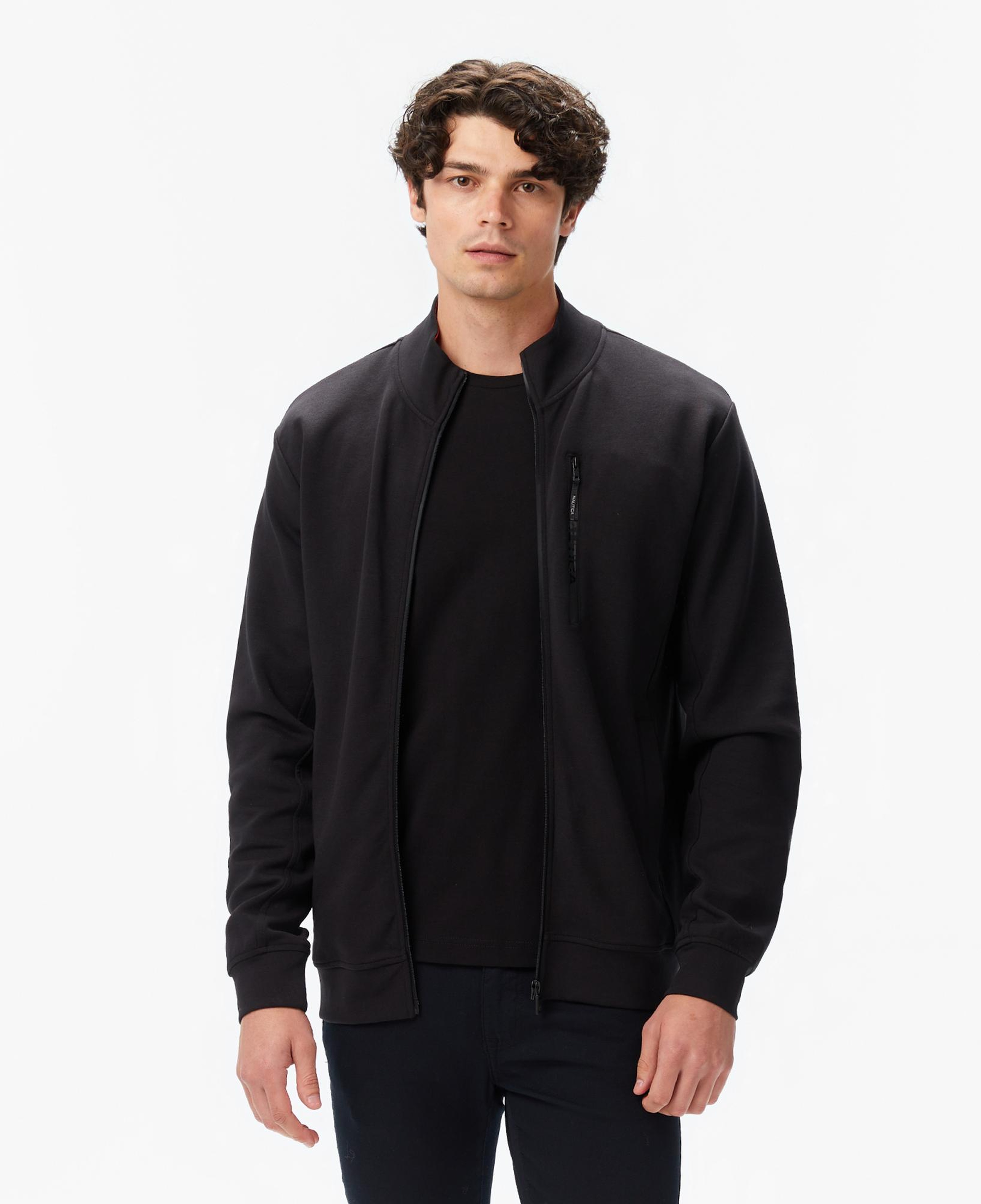 Nautica Erkek Siyah Classic Fit Fermuarlı Sweatshirt