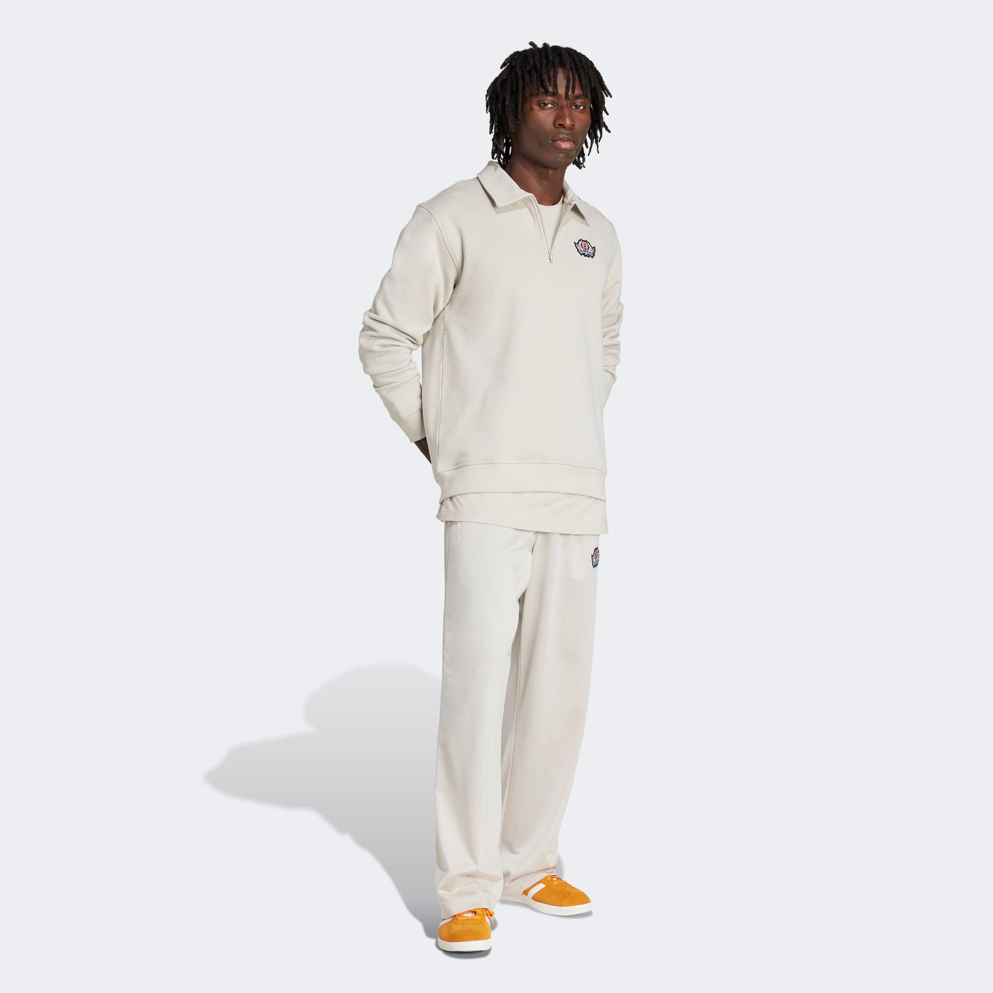 adidas Graphic Half Z Erkek Bej Sweatshirt