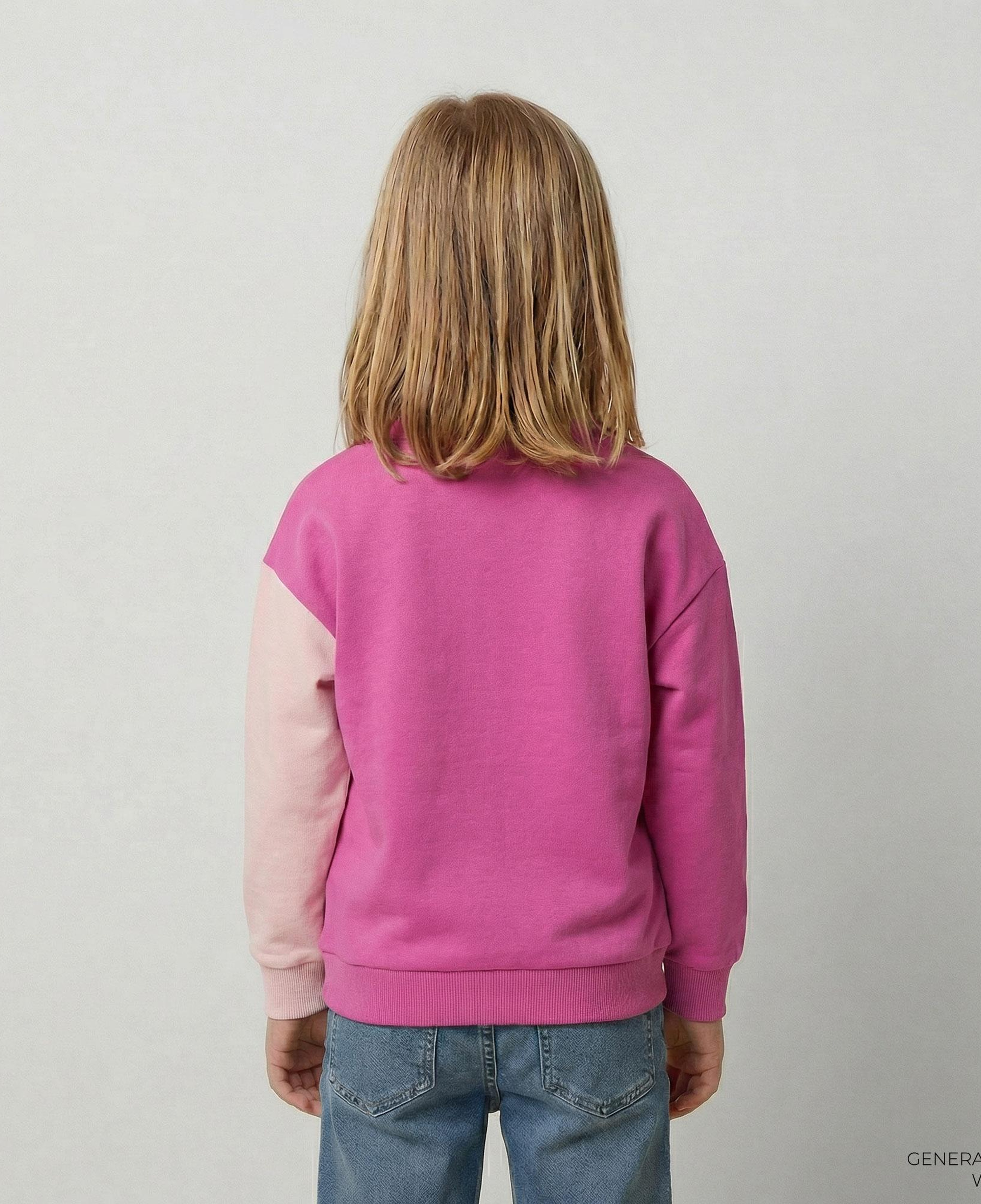 Lacoste Çocuk Bisiklet Yaka Renk Bloklu Pembe Sweatshirt