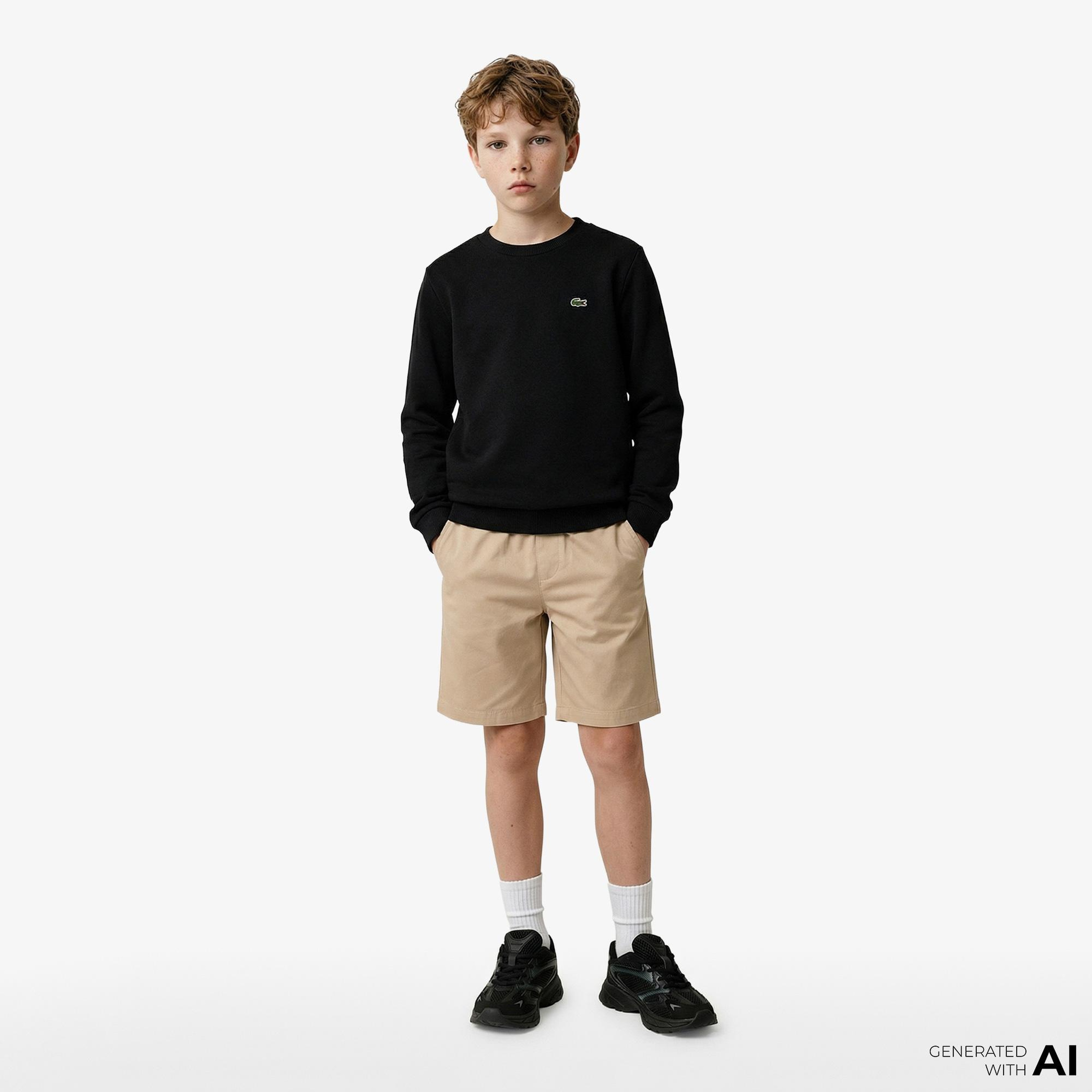 Lacoste Çocuk Bisiklet Yaka Siyah Sweatshirt