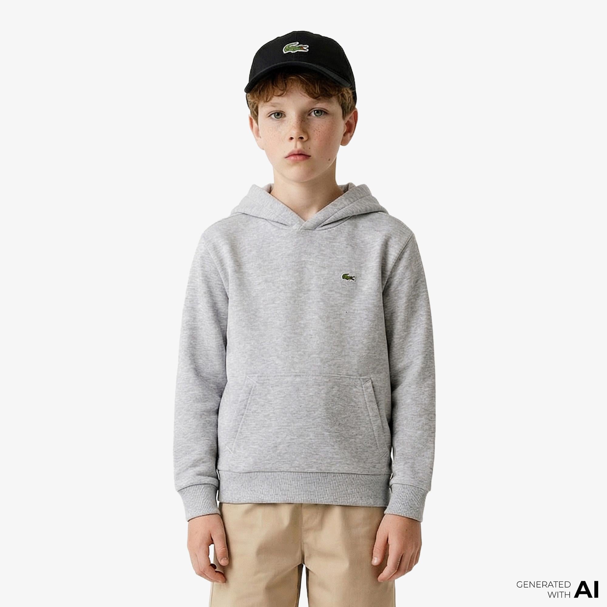 Lacoste Çocuk Kapüşonlu Gri Sweatshirt