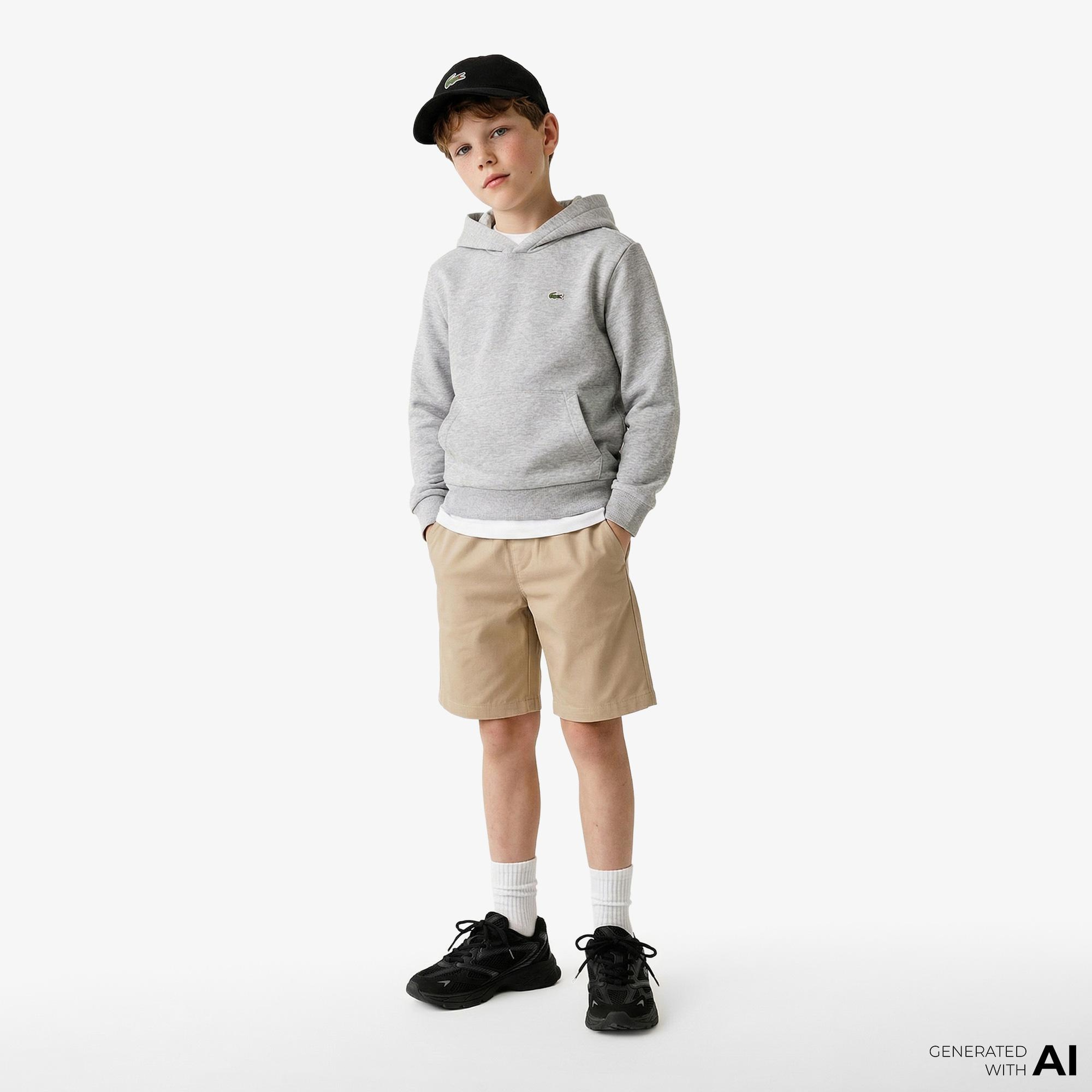 Lacoste Çocuk Kapüşonlu Gri Sweatshirt