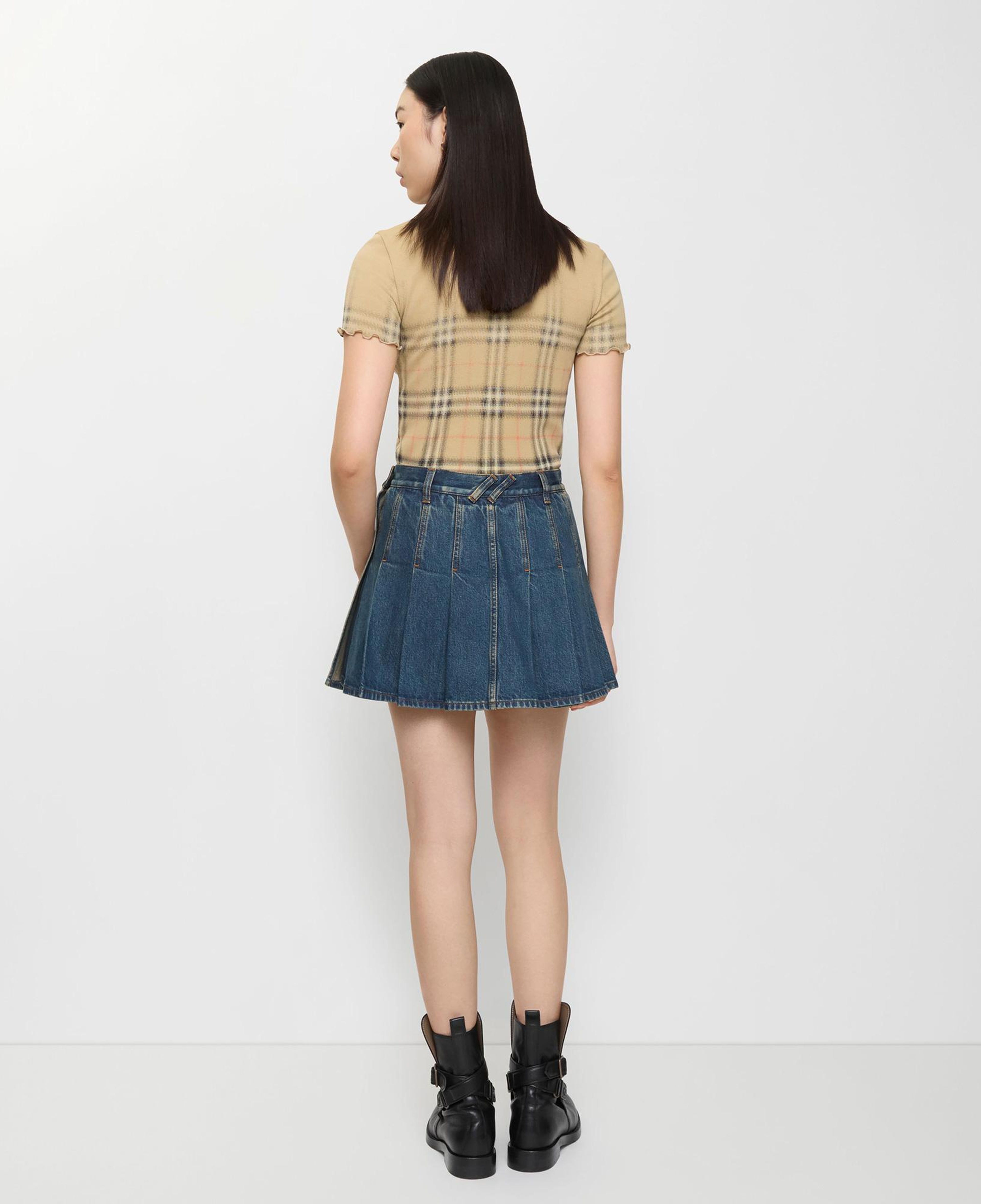 Burberry Pleated Denim Mini Kadın Lacivert Etek