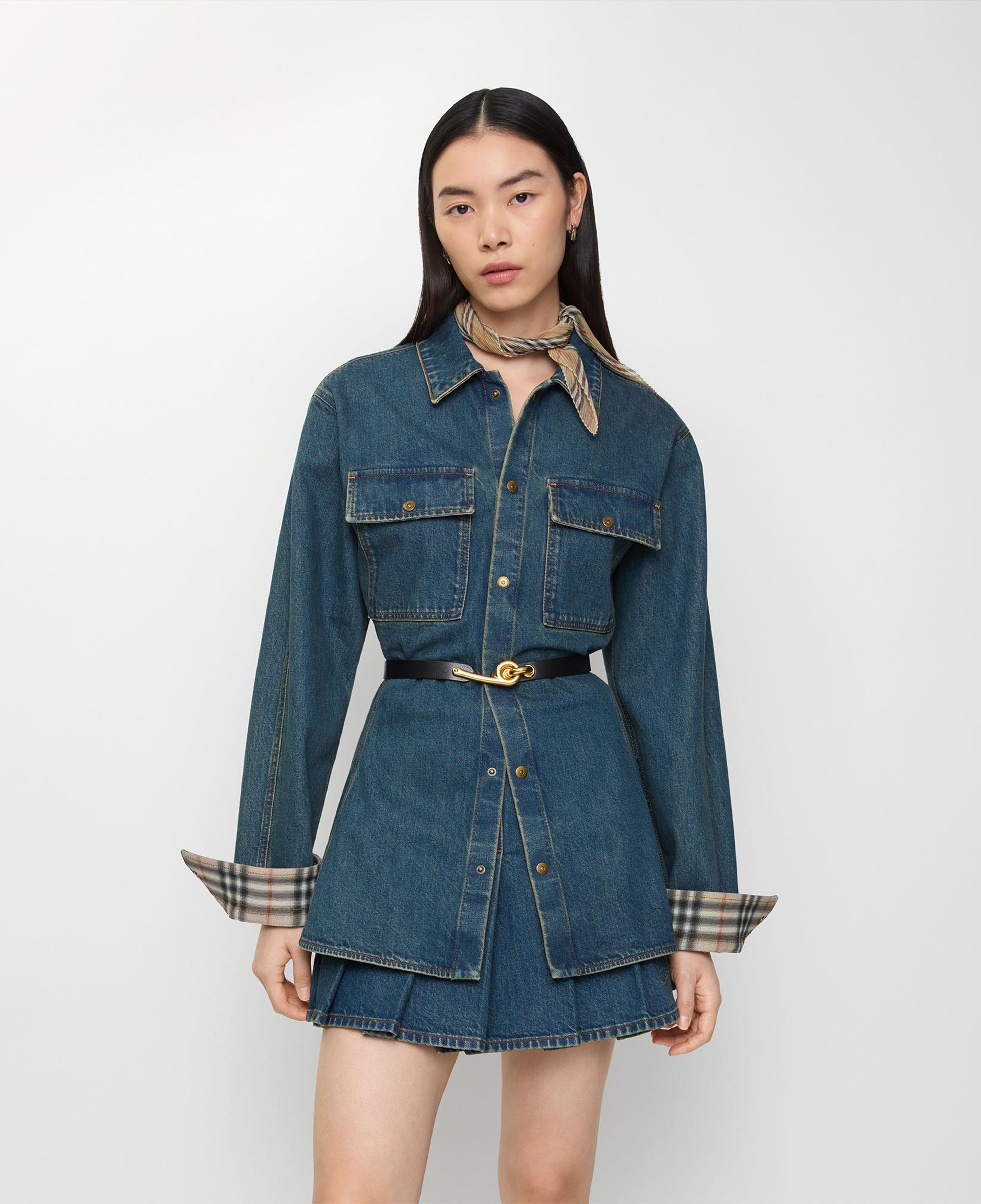 Burberry Pleated Denim Mini Kadın Lacivert Etek