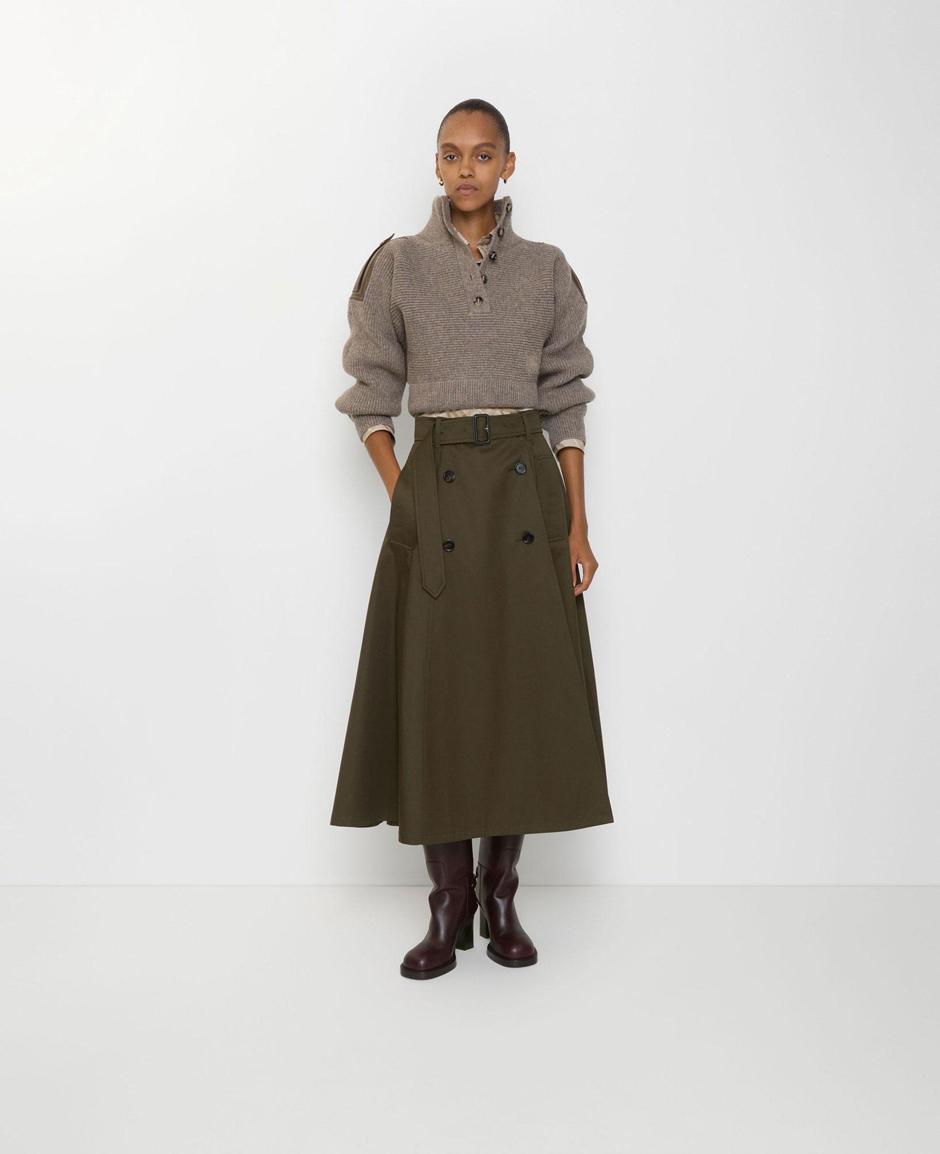 Burberry Gabardine Trench Midi Kadın Haki Etek