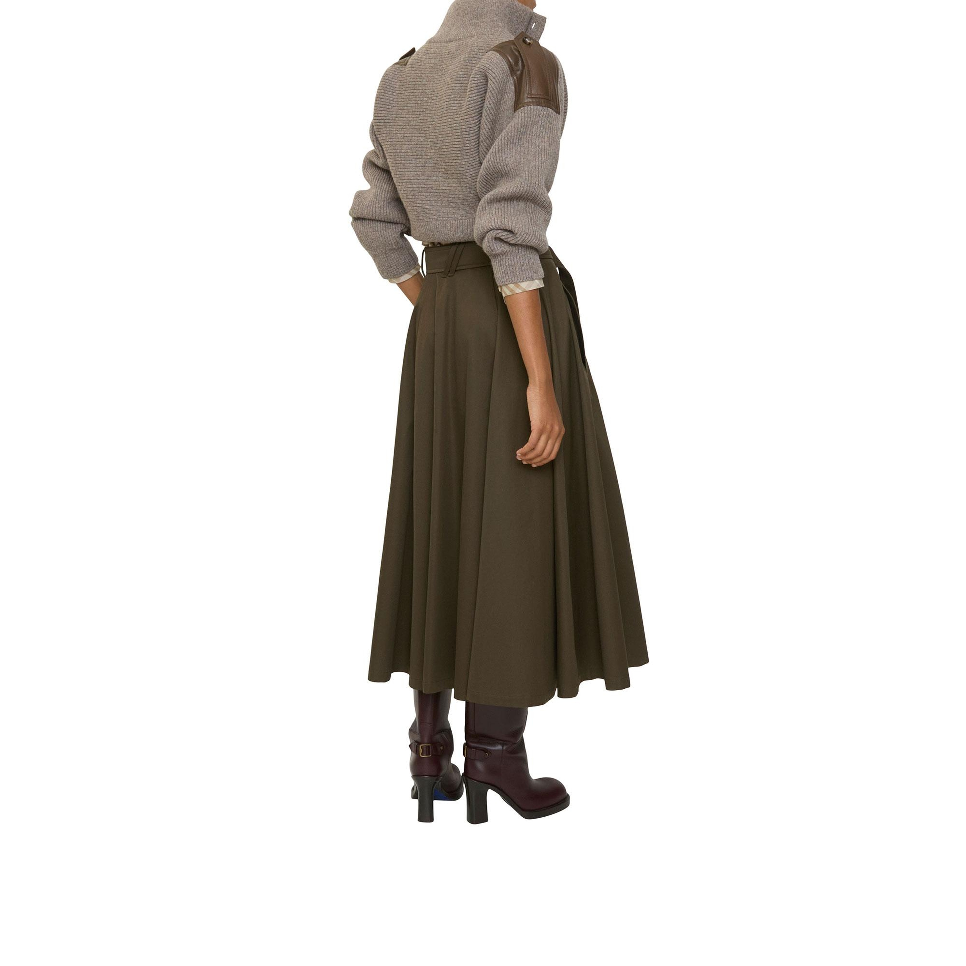 Burberry Gabardine Trench Midi Kadın Haki Etek