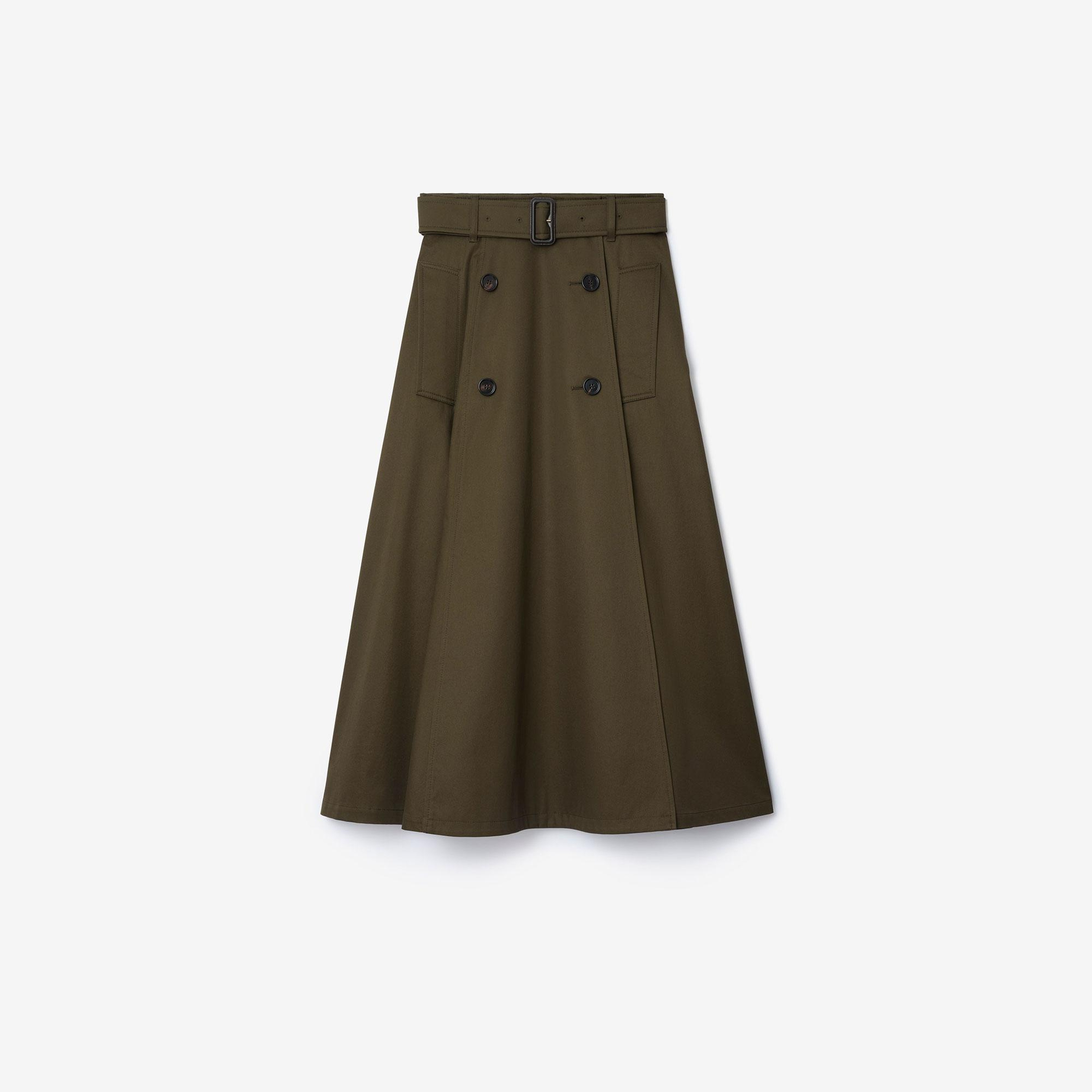 Burberry Gabardine Trench Midi Kadın Haki Etek