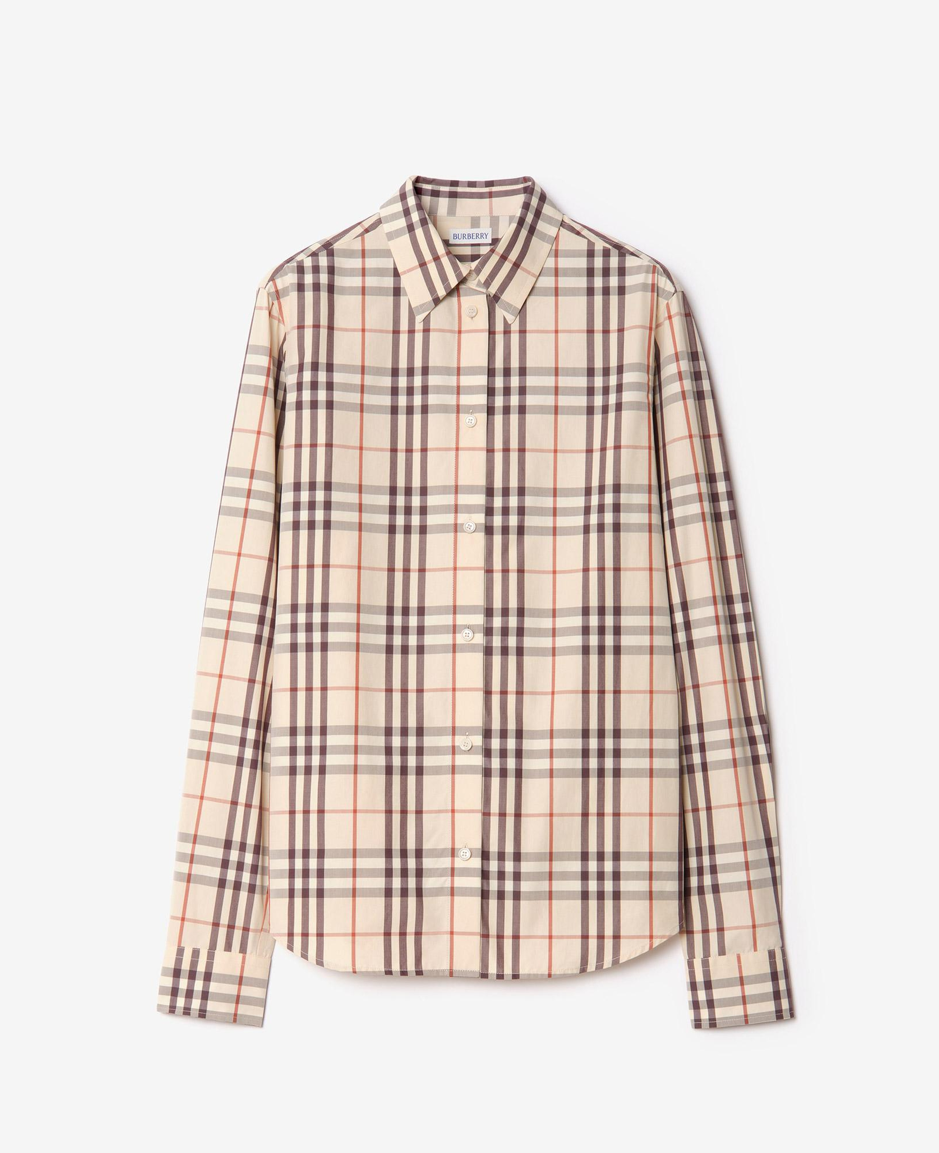 Burberry Regular Fit Check Cotton Kadın Bej Gömlek