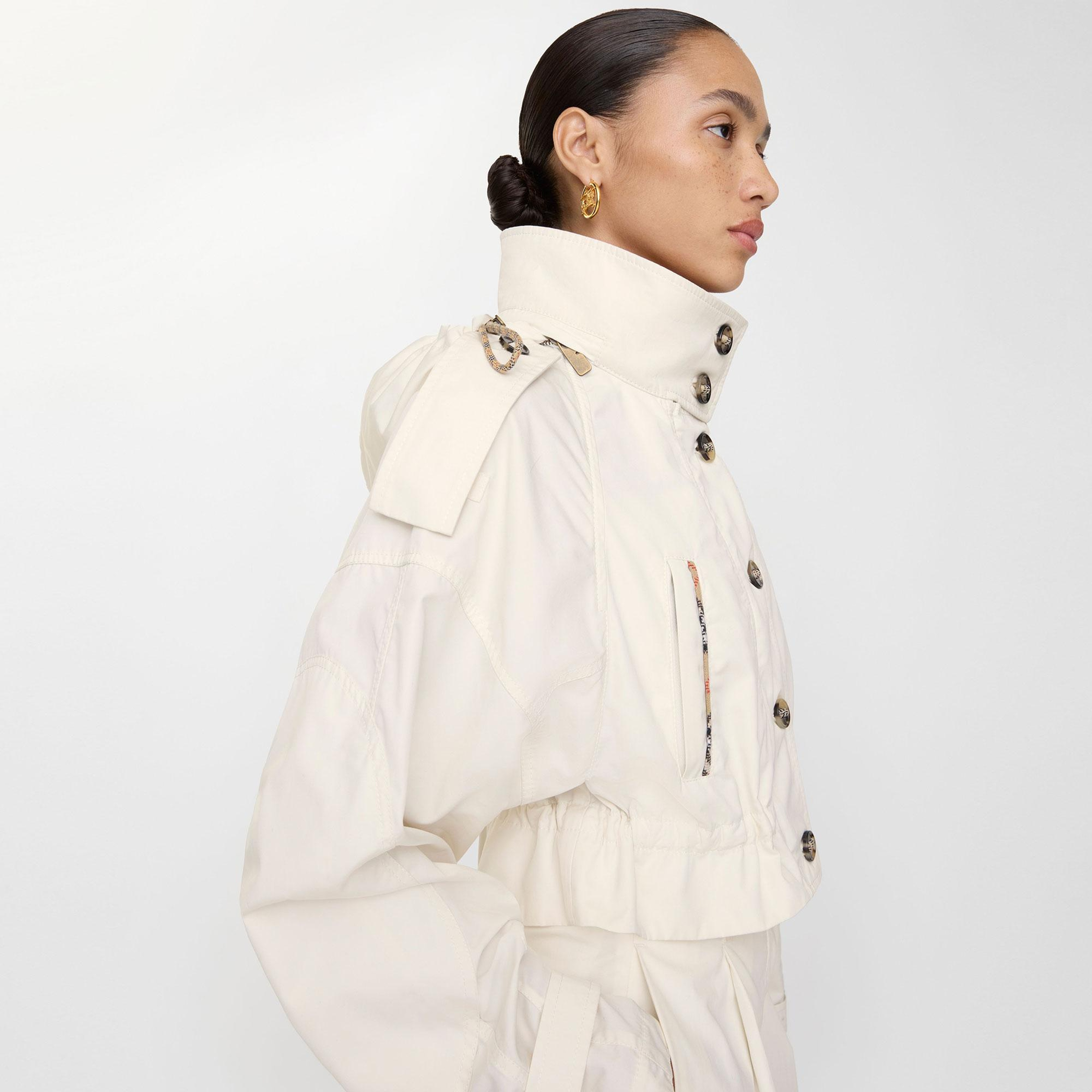 Burberry Cropped Cotton Ladymoor Kadın Beyaz Mont
